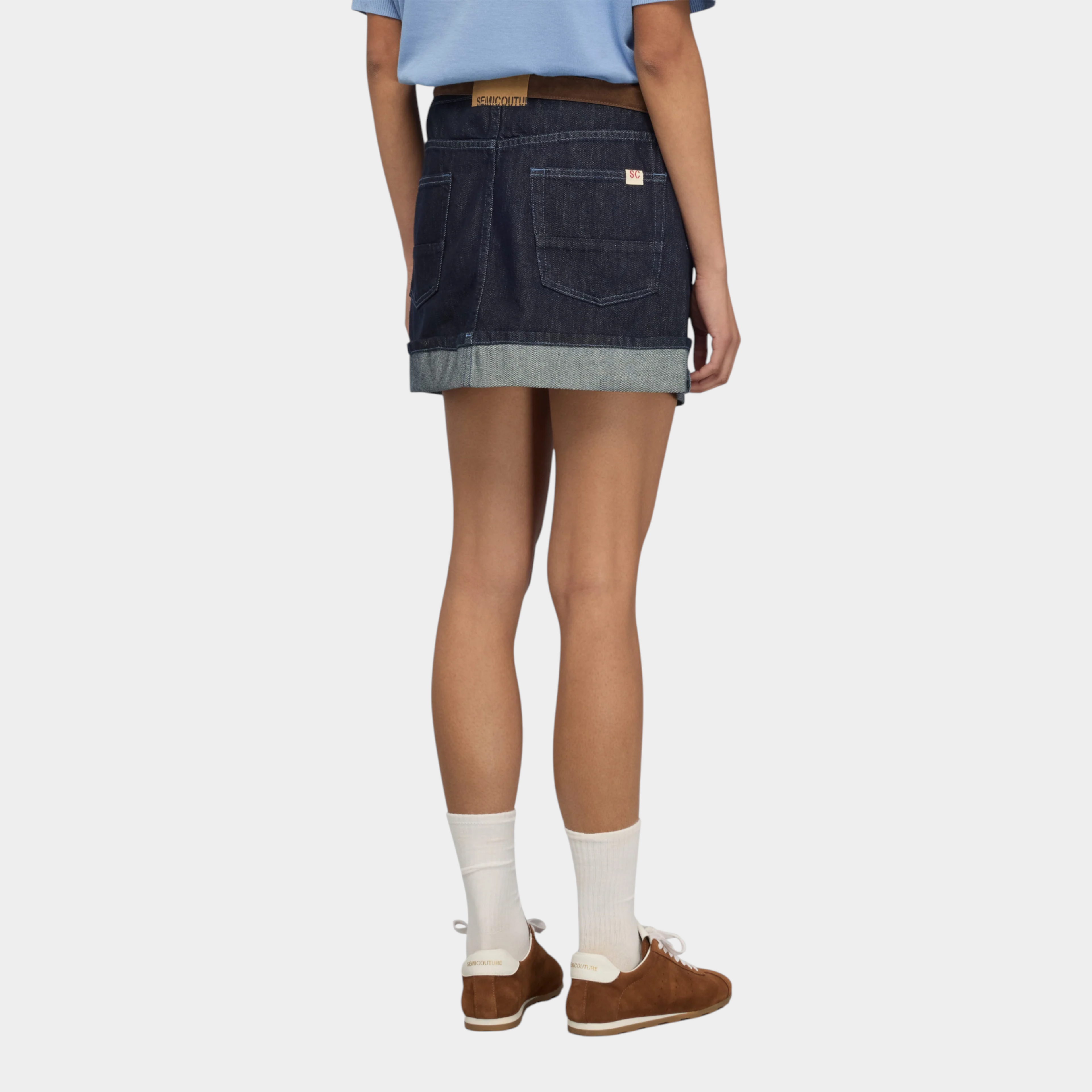 Semicouture Minigonna Floriane con risvolto - Denim scuro