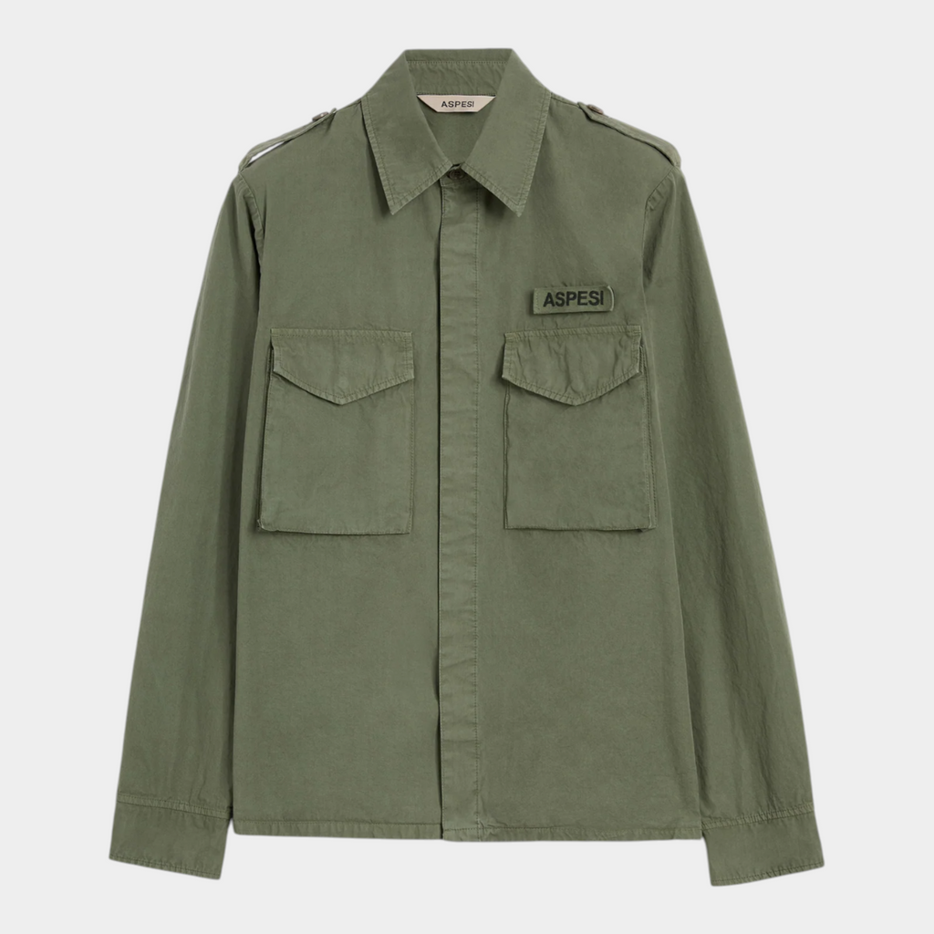 Aspesi Camicia Militare in cotone - Verde militare