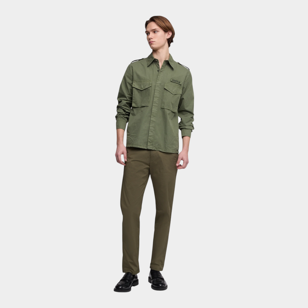 Aspesi Camicia Militare in cotone - Verde militare