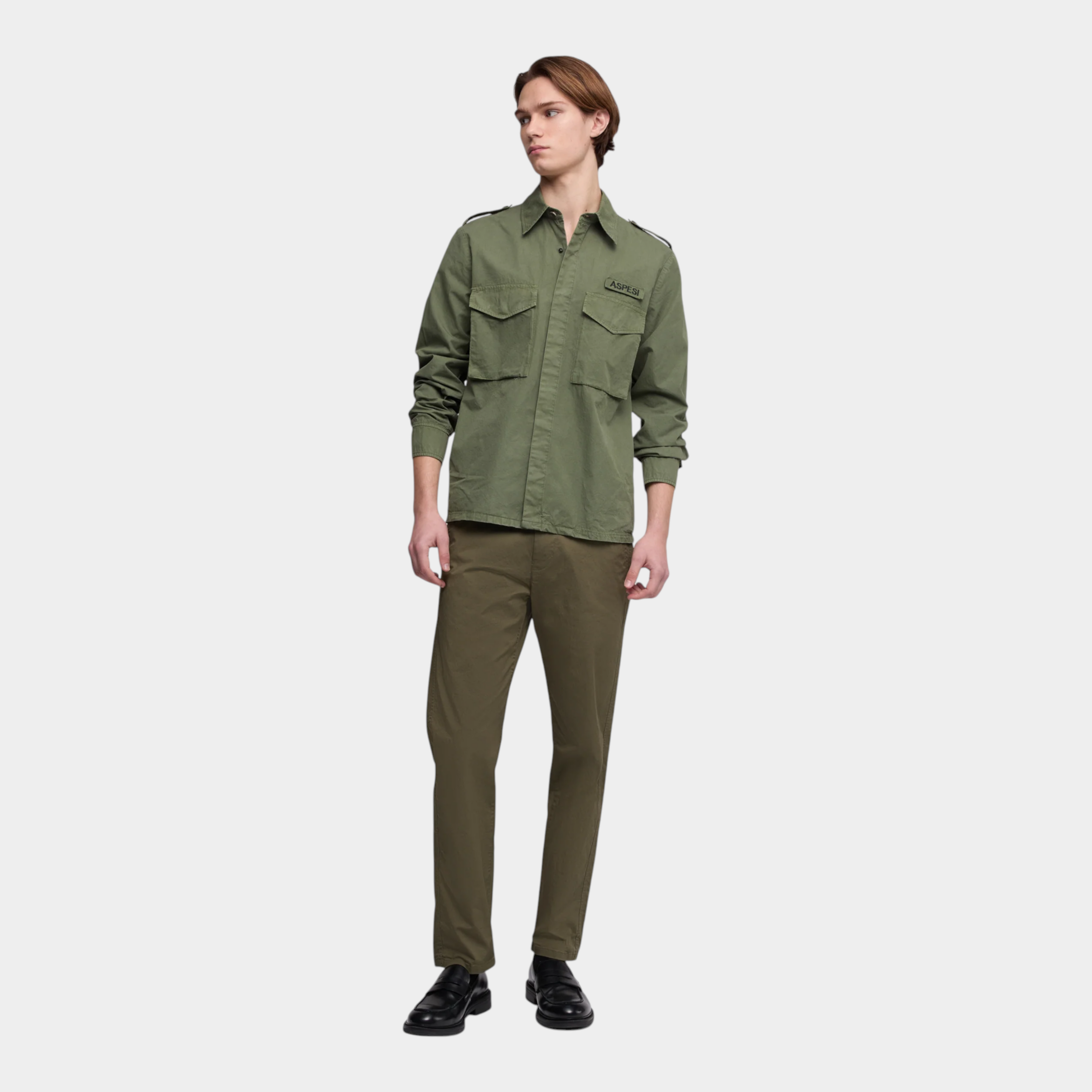 Aspesi Camicia Militare in cotone - Verde militare