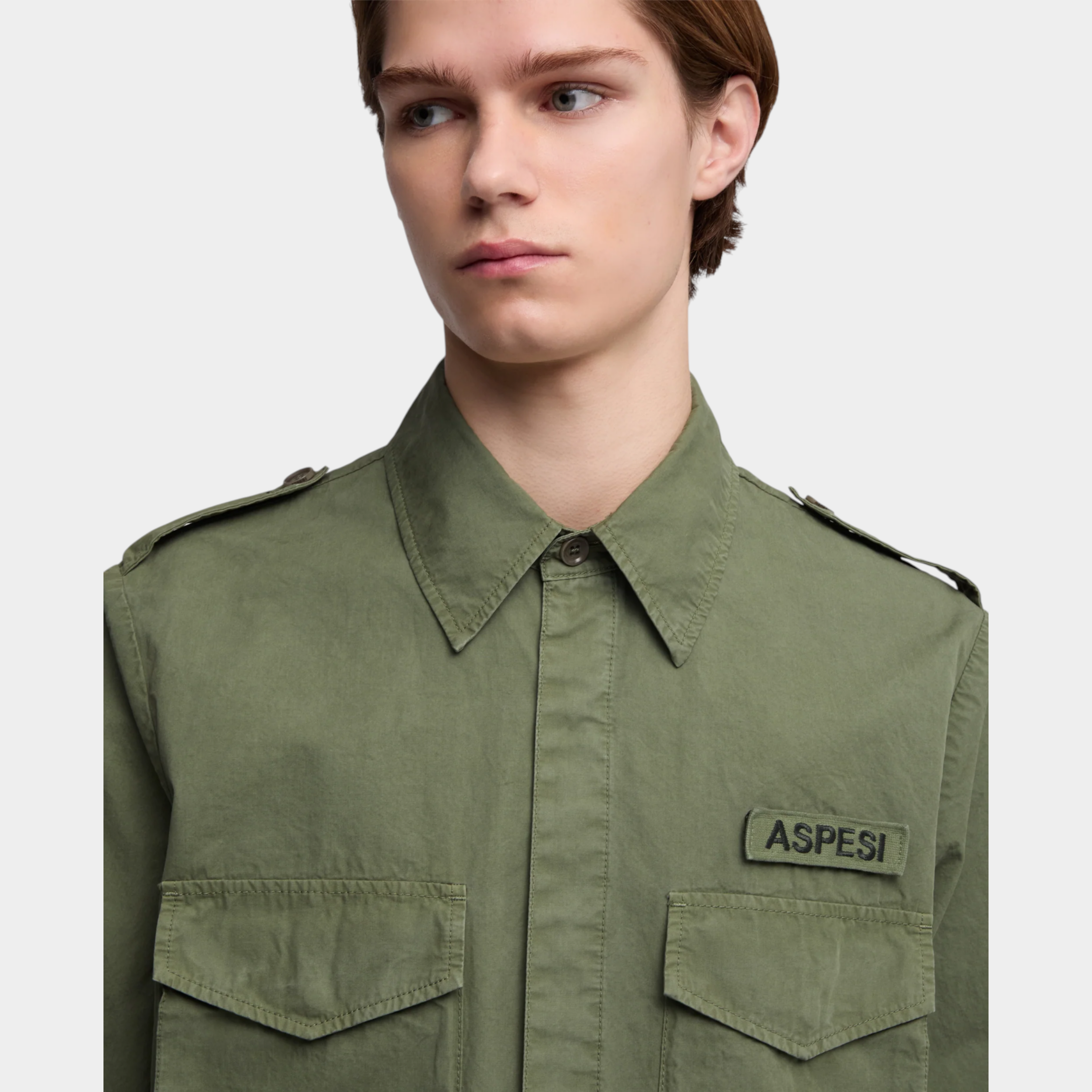 Aspesi Camicia Militare in cotone - Verde militare