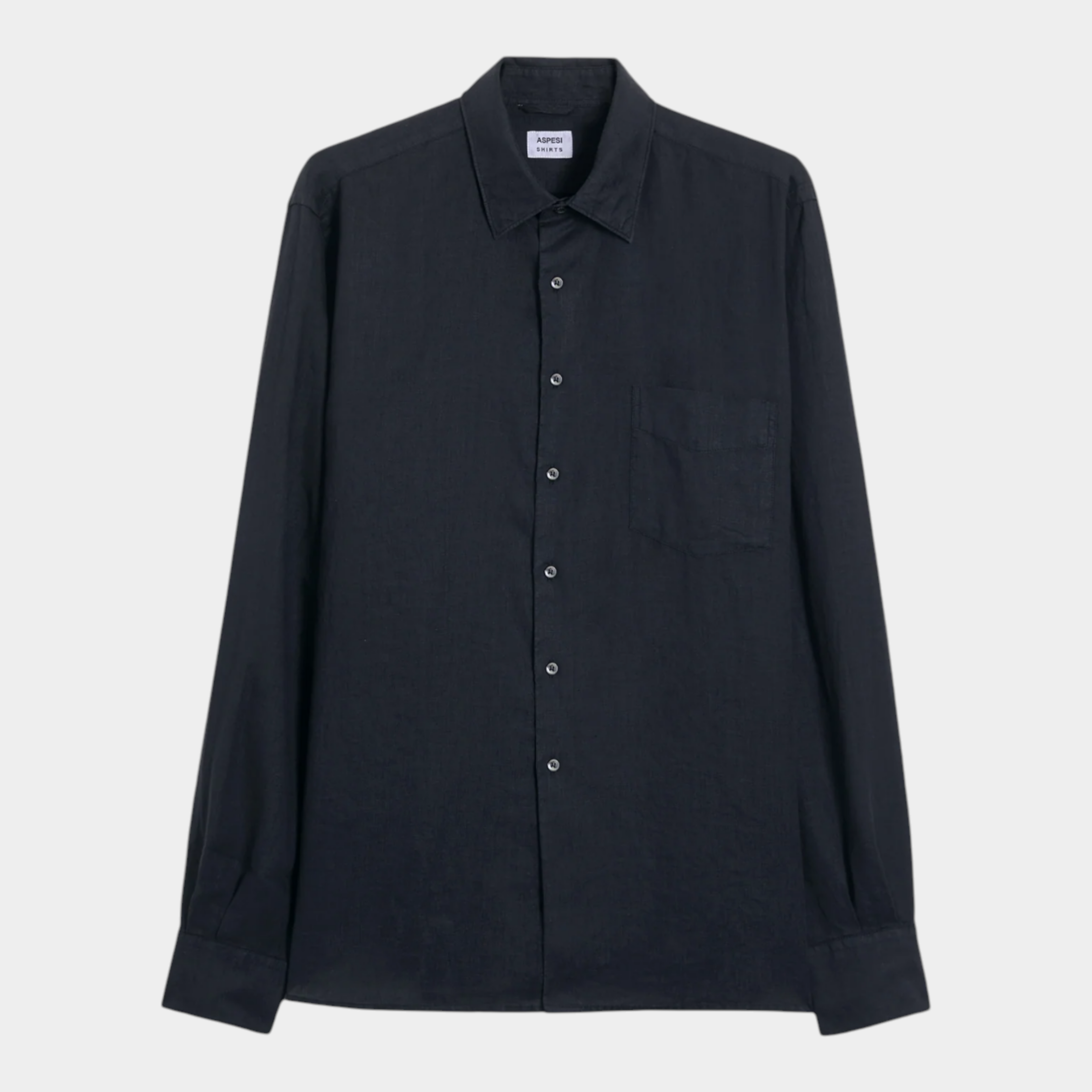 Aspesi Camicia Sedici in lino con taschino - BLu