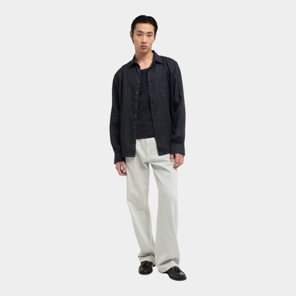 Aspesi Camicia Sedici in lino con taschino - BLu