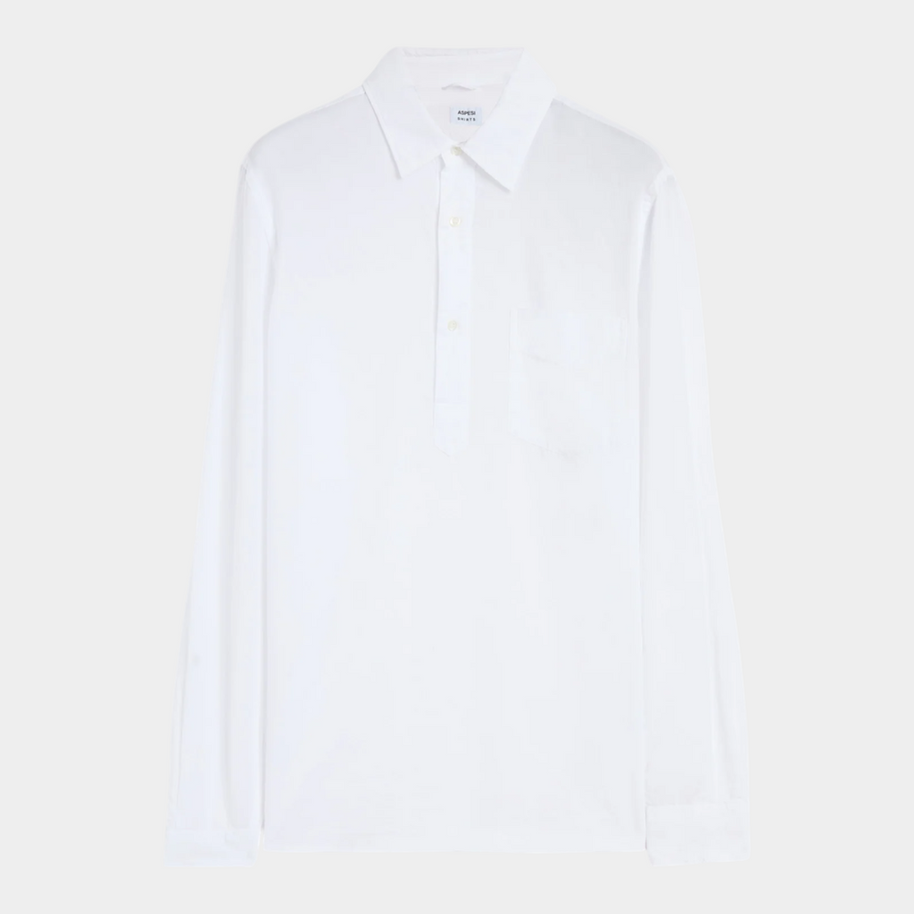 Aspesi Camicia Richiusa in lino con taschino - Bianco