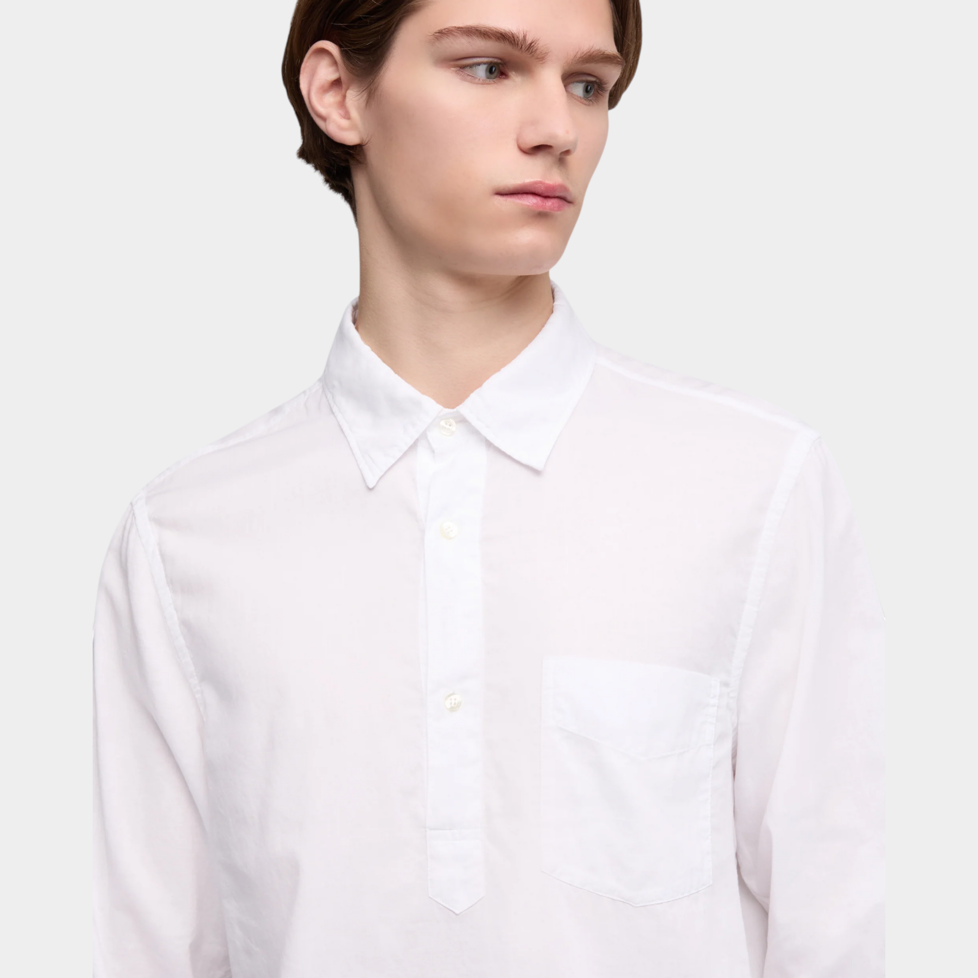 Aspesi Camicia Richiusa in lino con taschino - Bianco