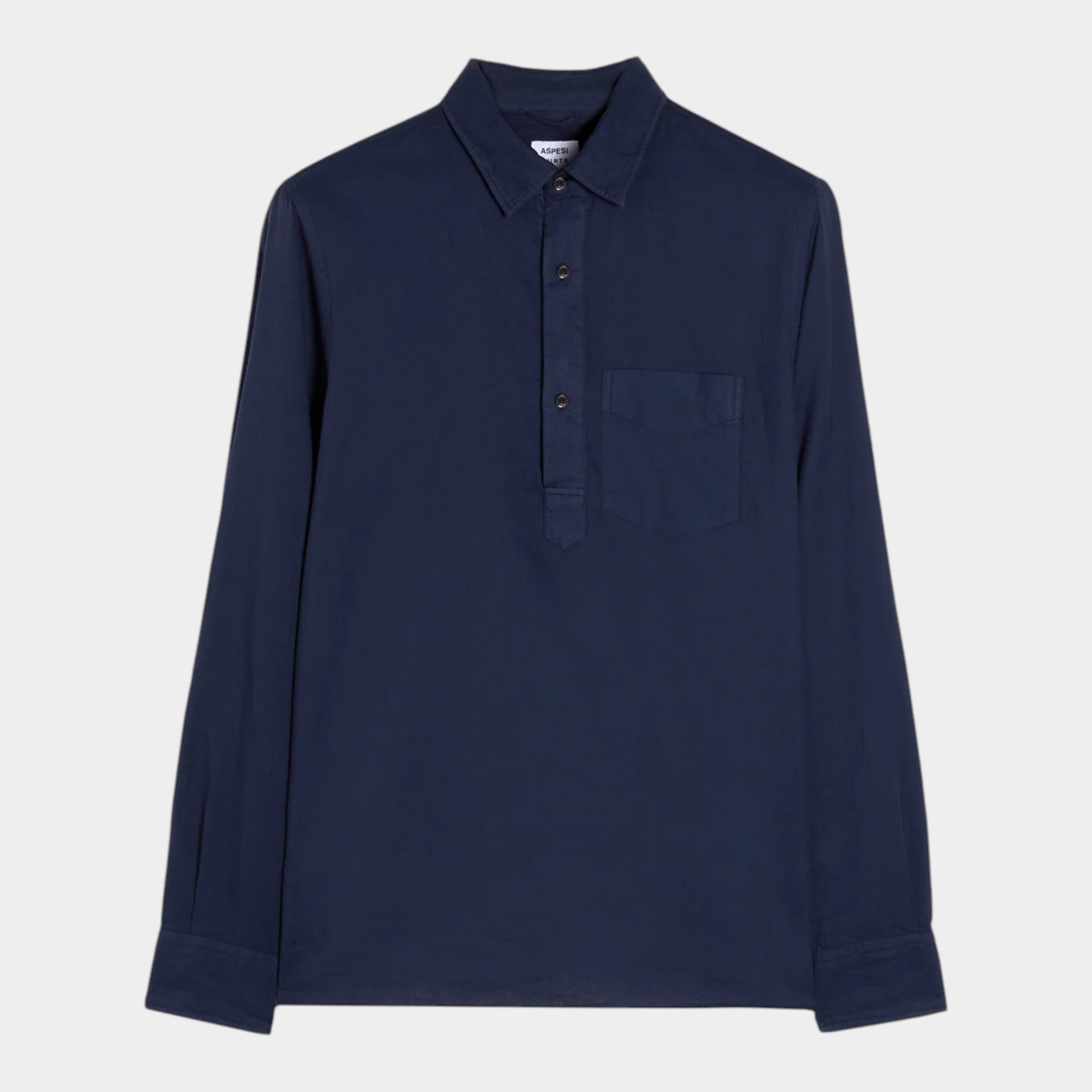 Aspesi Camicia Richiusa in lino con taschino - Blu