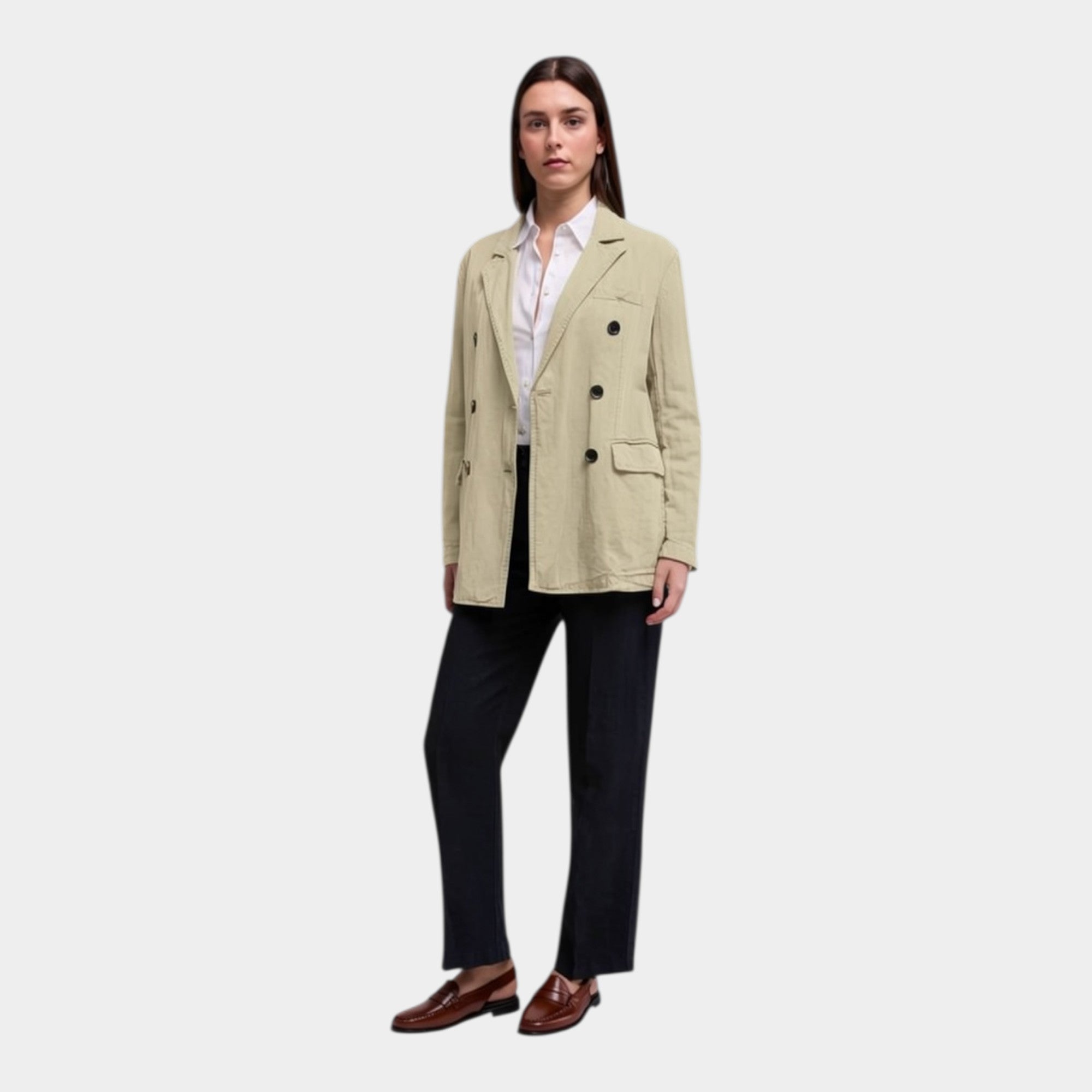 Aspesi Blazer doppiopetto in herringbone - Sabbia