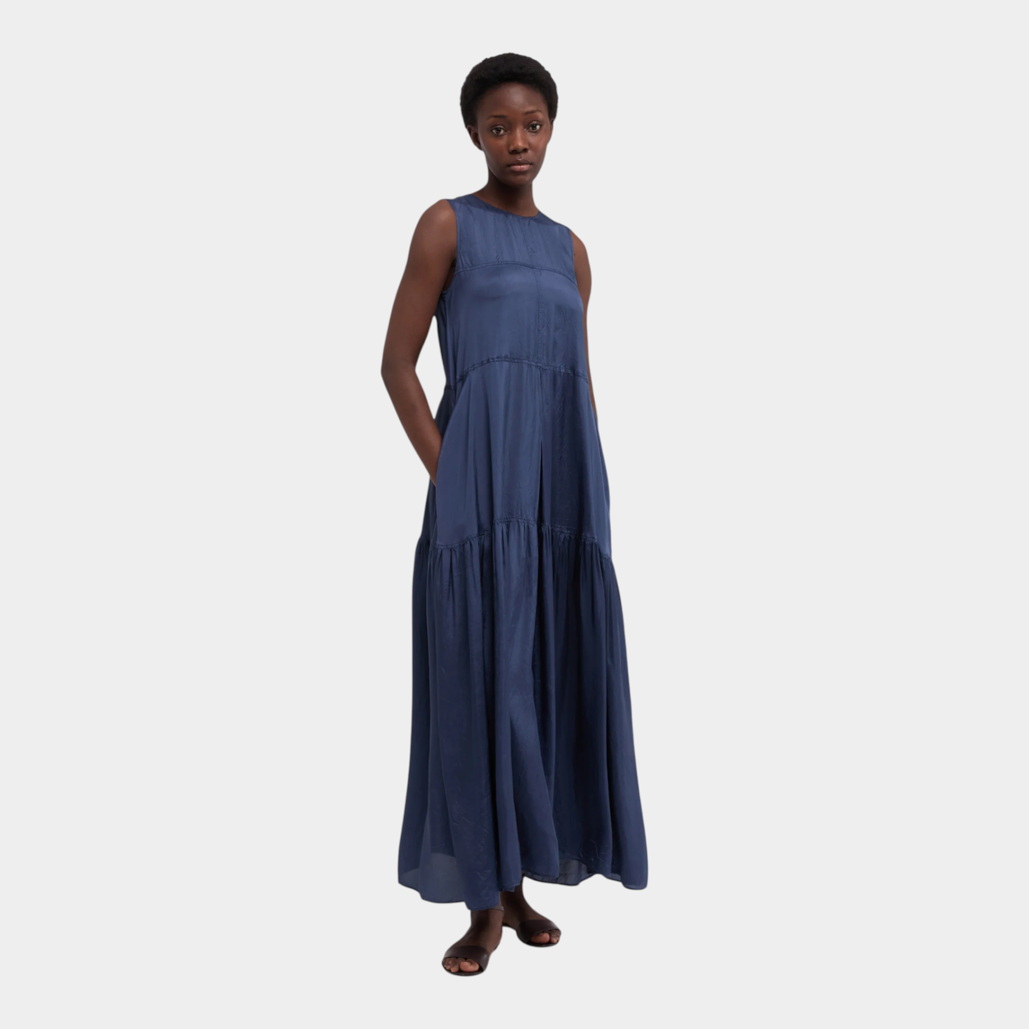 Aspesi Abito lungo in twill di viscosa - Blu