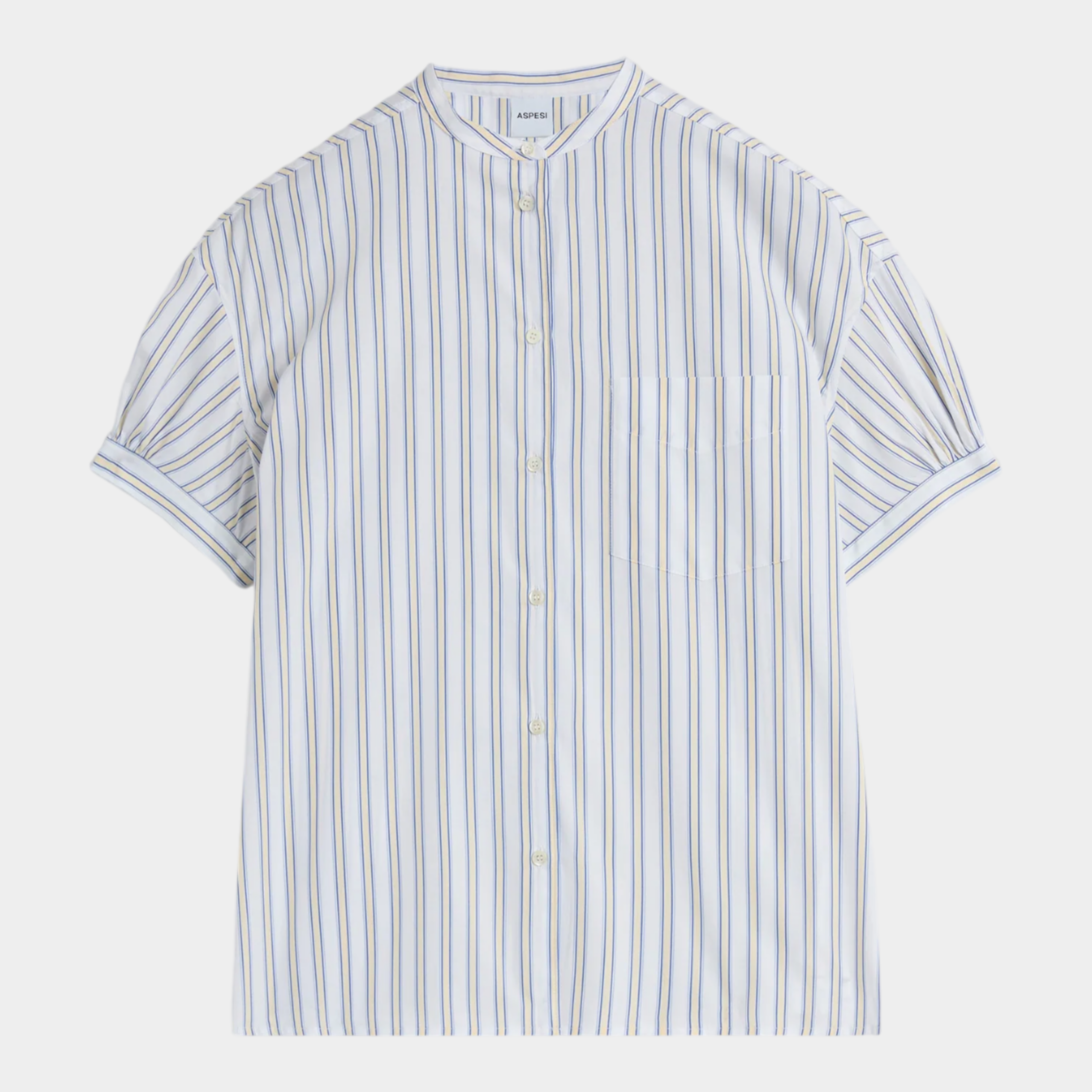 Aspesi Camicia manica corta a righe - Bianco/Giallo