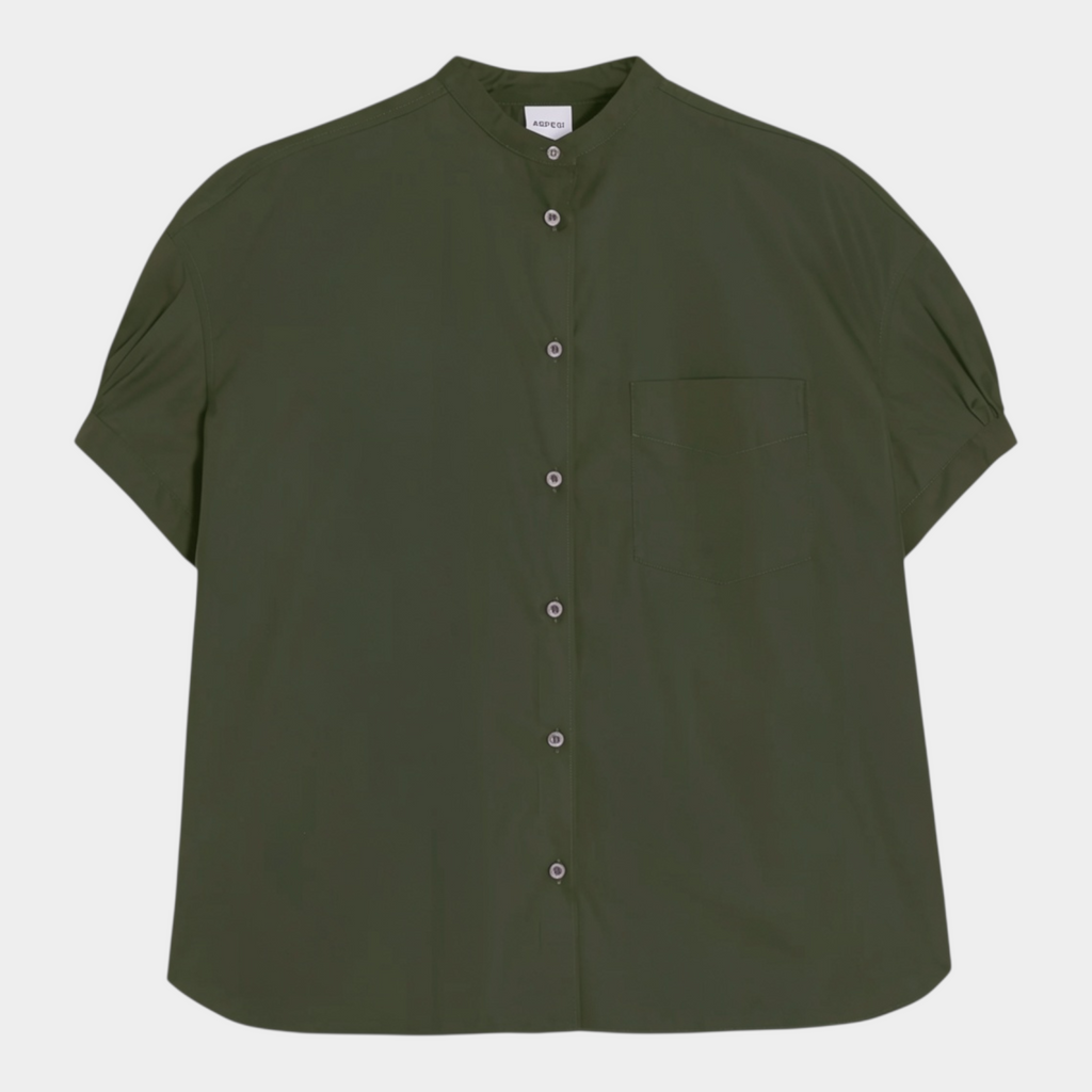 Aspesi Camicia manica corta in puro cotone - Verde militare