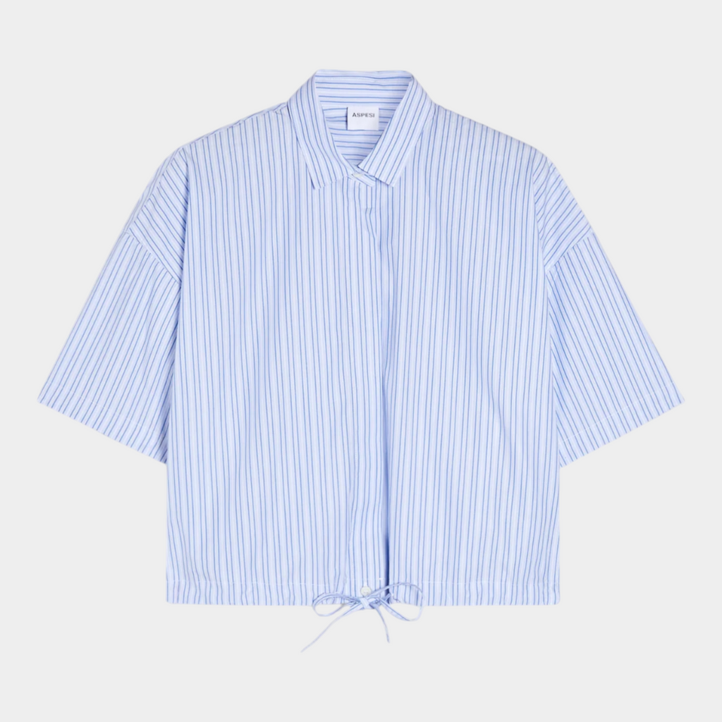 Aspesi Camicia in popeline di cotone a righe - Azzurro