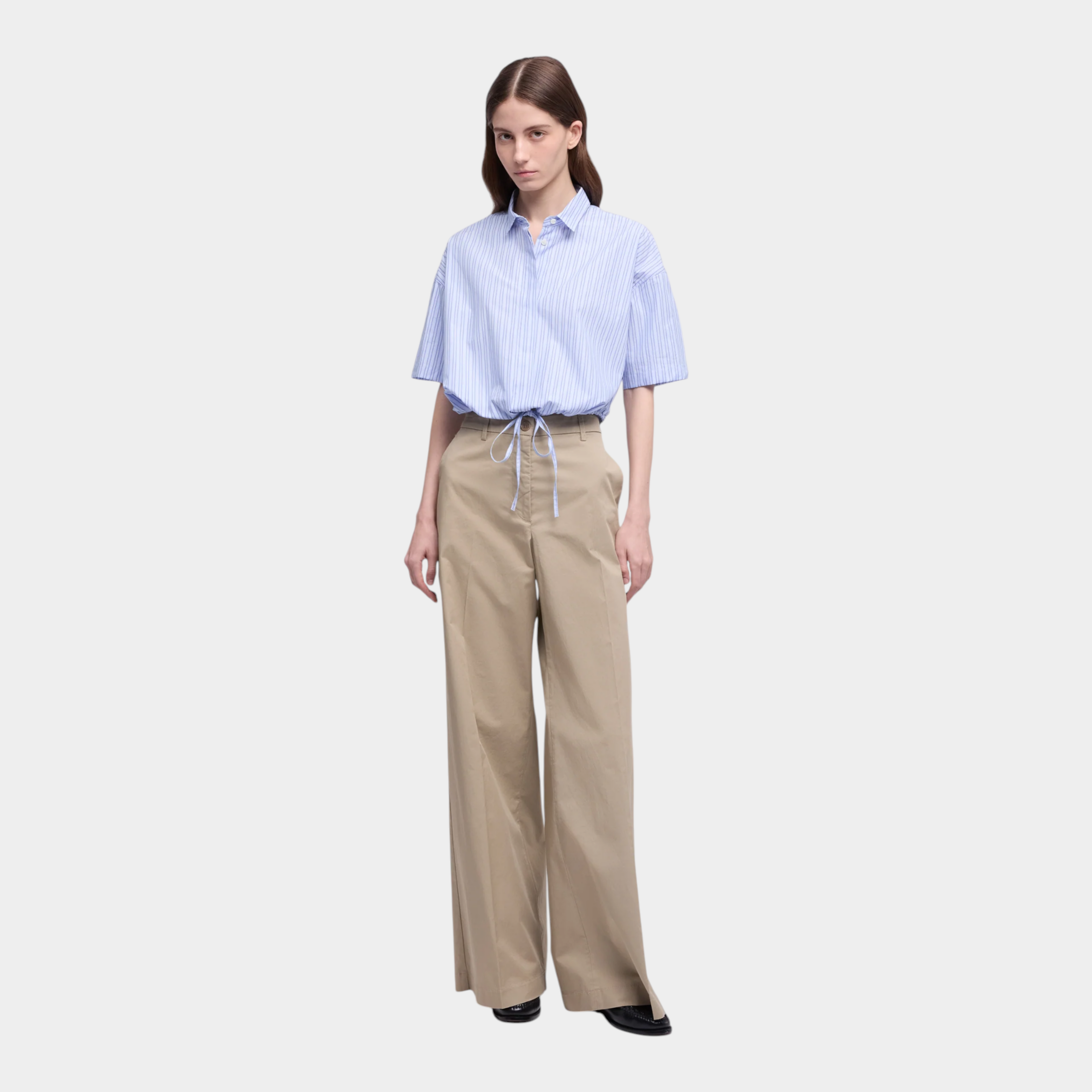 Aspesi Camicia in popeline di cotone a righe - Azzurro