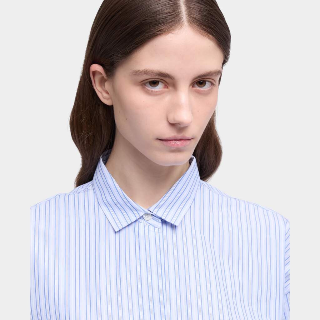 Aspesi Camicia in popeline di cotone a righe - Azzurro