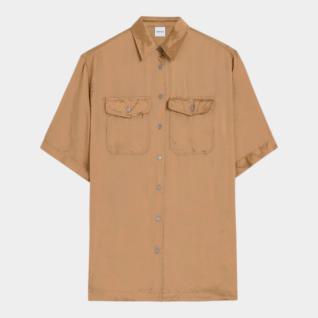 Aspesi Camicia lunga in viscosa finissaggio lavato - Caramello