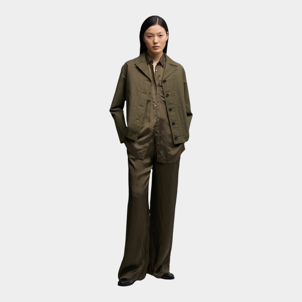 Aspesi Camicia lunga in viscosa finissaggio lavato - Verde Militare