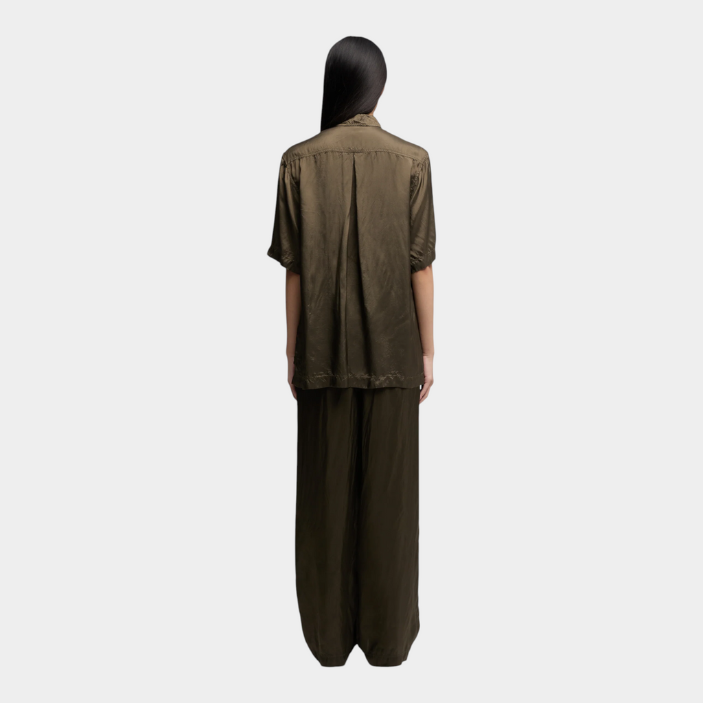 Aspesi Camicia lunga in viscosa finissaggio lavato - Verde Militare