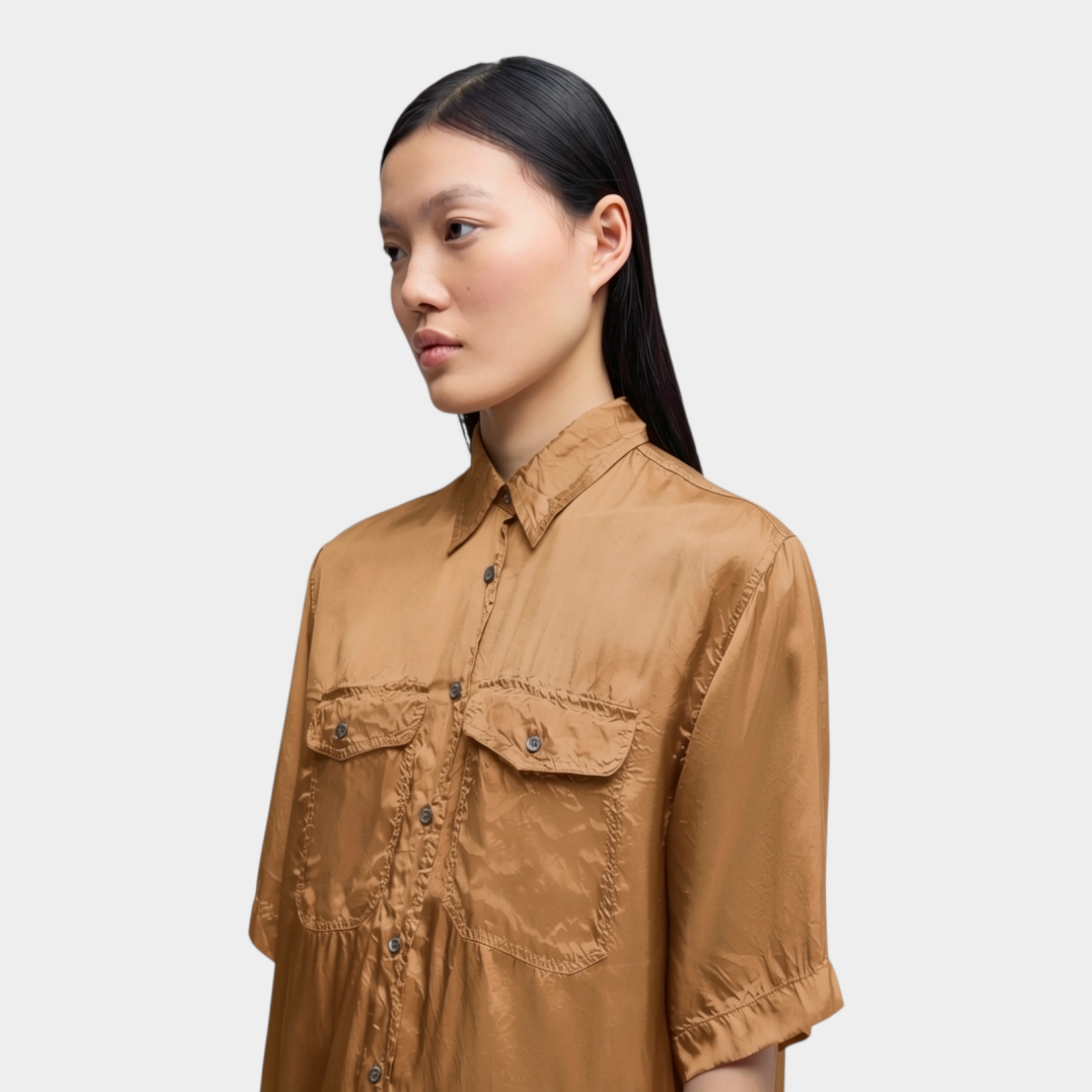 Aspesi Camicia lunga in viscosa finissaggio lavato - Caramello