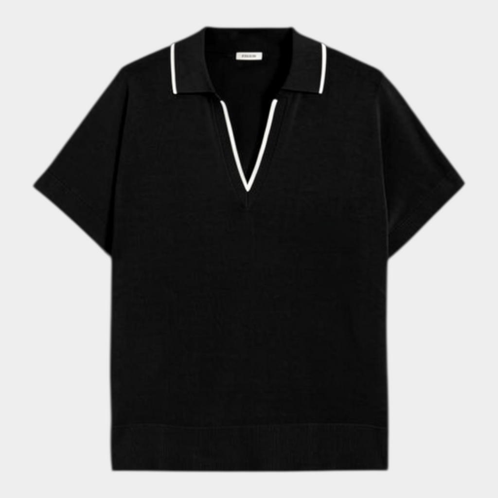 Aspesi Polo scollo V in puro cotone - Nero