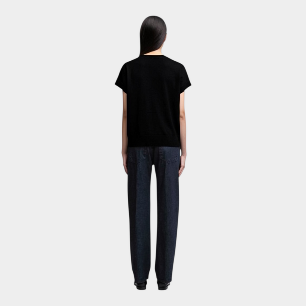 Aspesi Polo scollo V in puro cotone - Nero