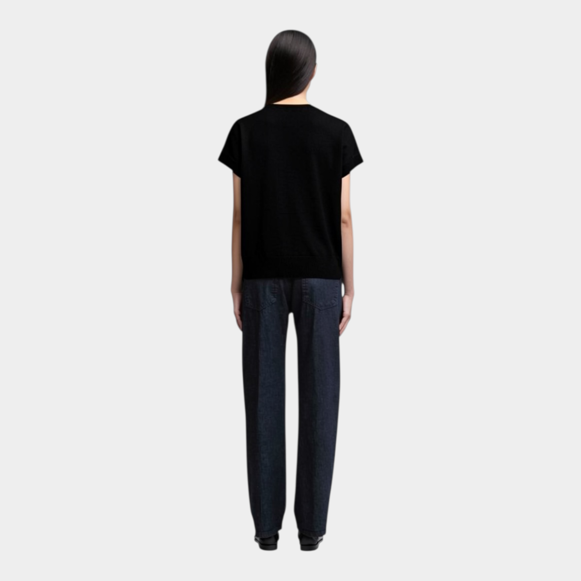 Aspesi Polo scollo V in puro cotone - Nero