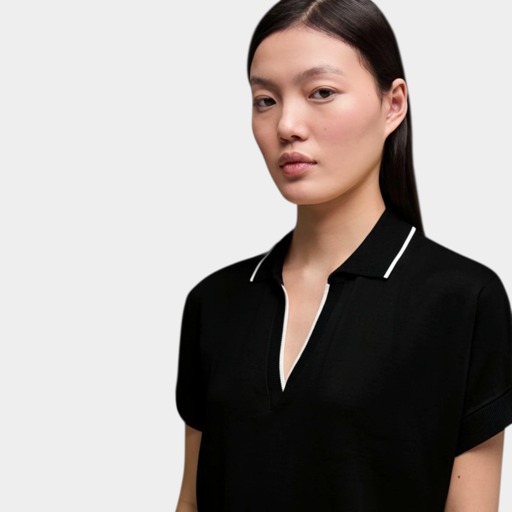Aspesi Polo scollo V in puro cotone - Nero
