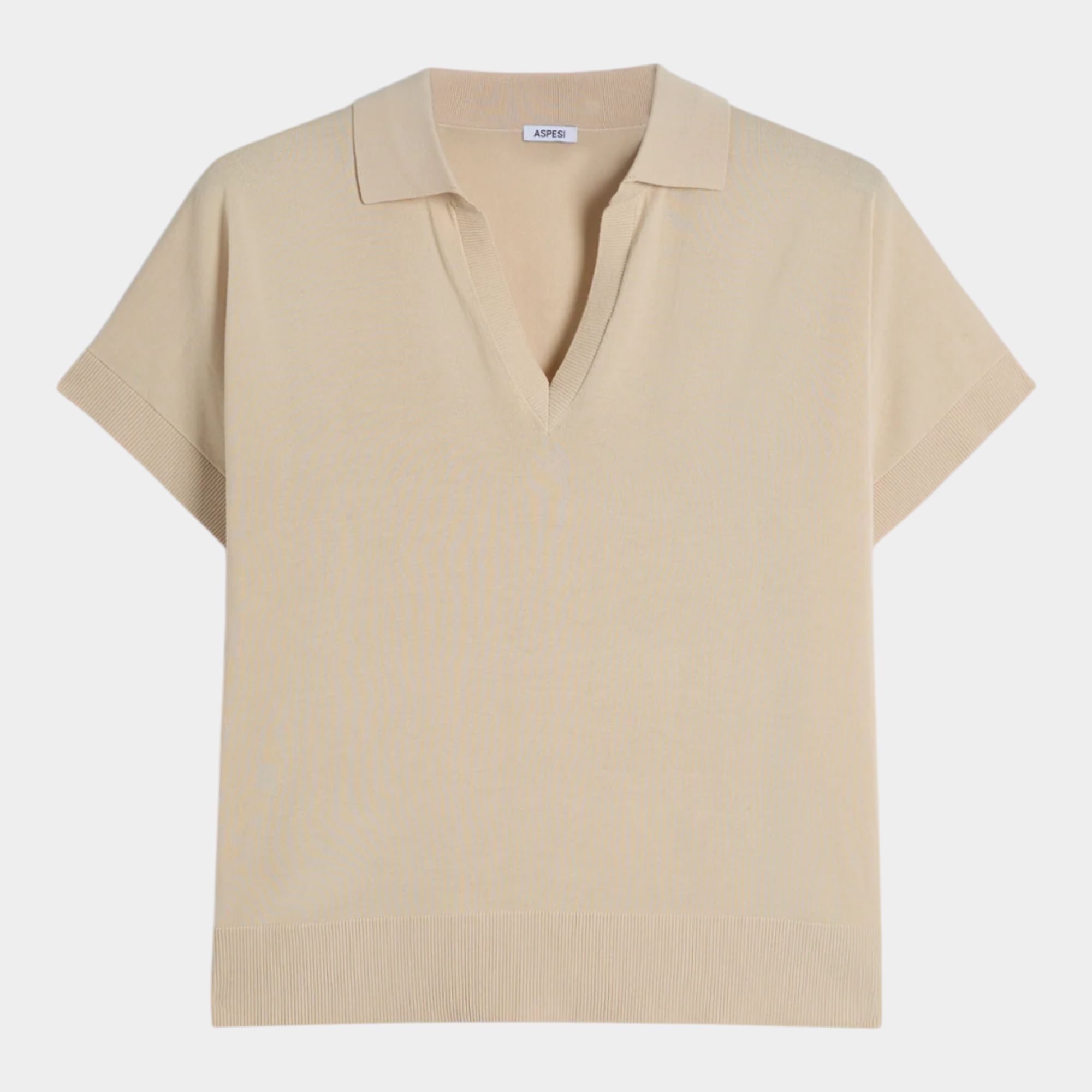 Aspesi Polo scollo V in puro cotone - Sabbia