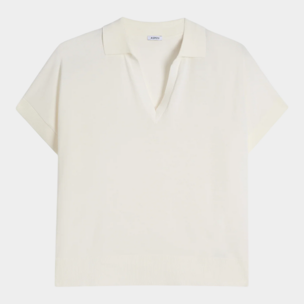 Aspesi Polo scollo V in puro cotone - Bianco