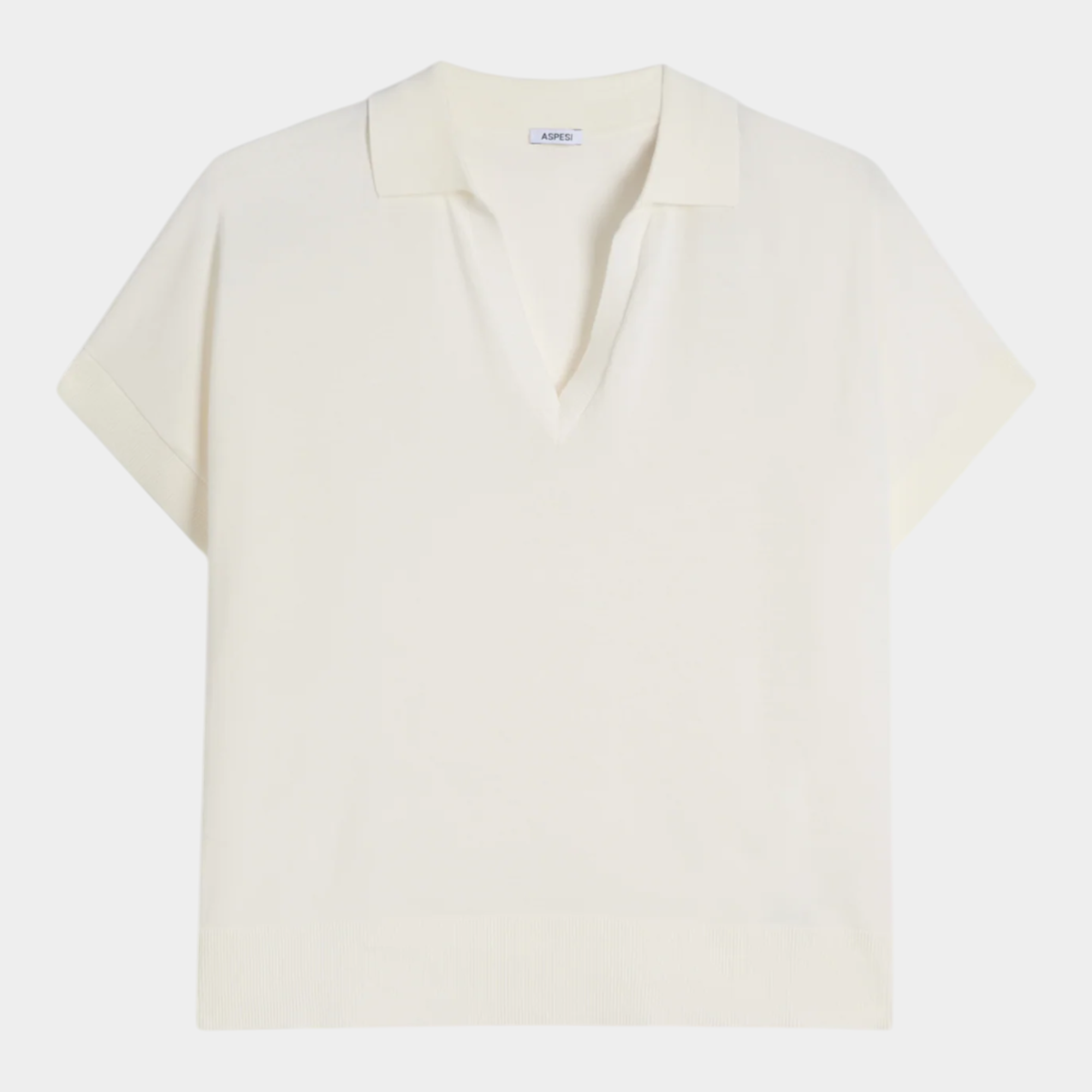 Aspesi Polo scollo V in puro cotone - Bianco