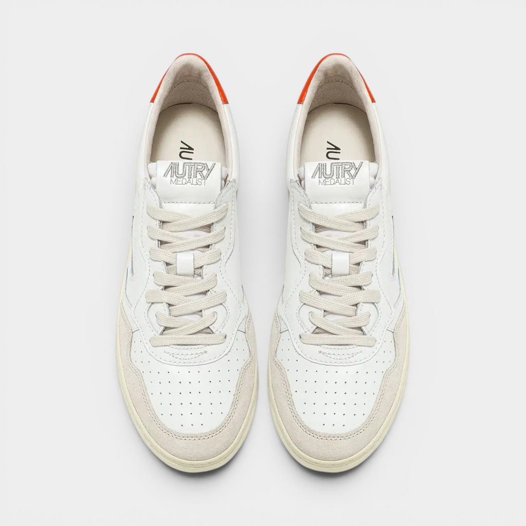 Autry Sneakers Medalist in pelle e suede - Bianco e Arancione