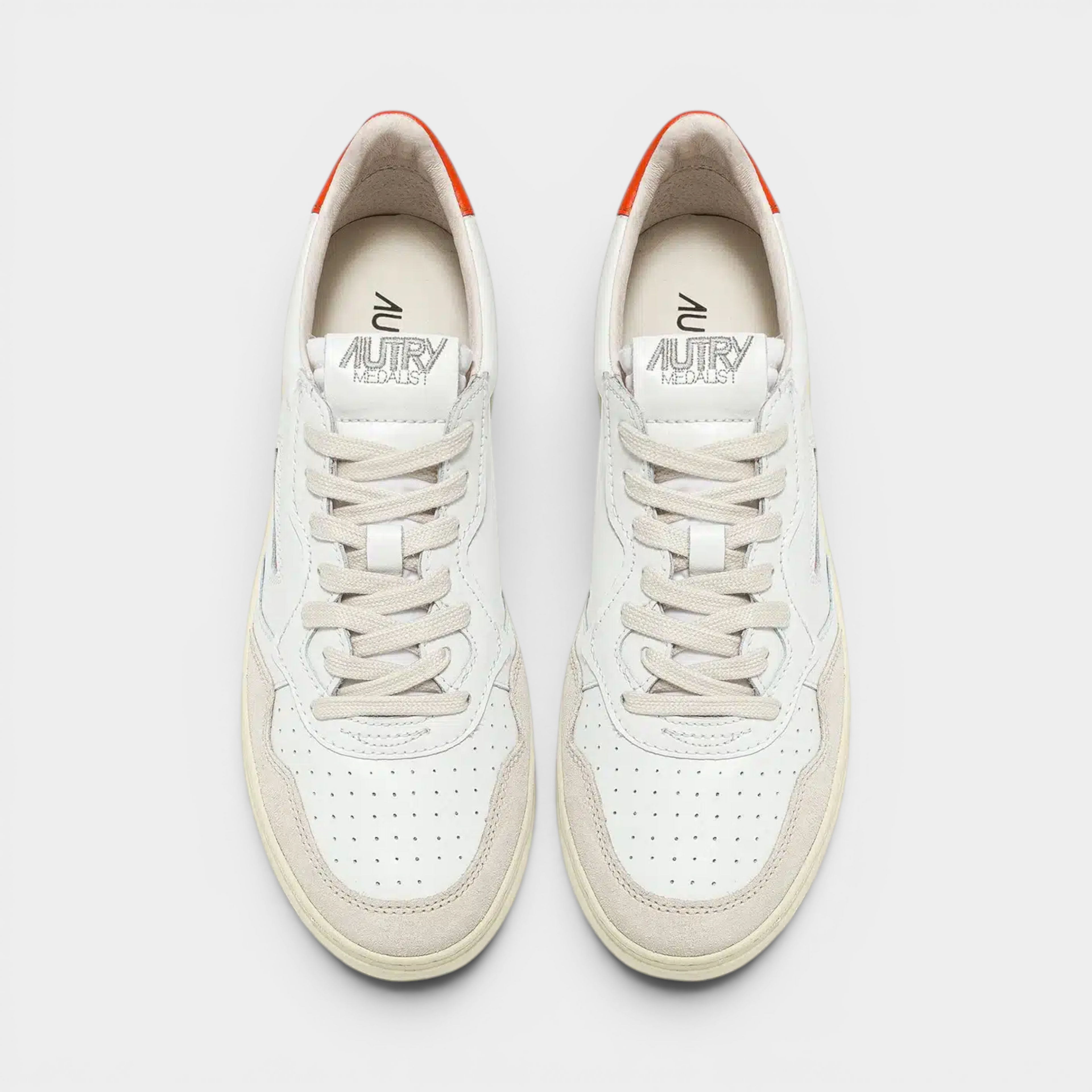 Autry Sneakers Medalist in pelle e suede - Bianco e Arancione