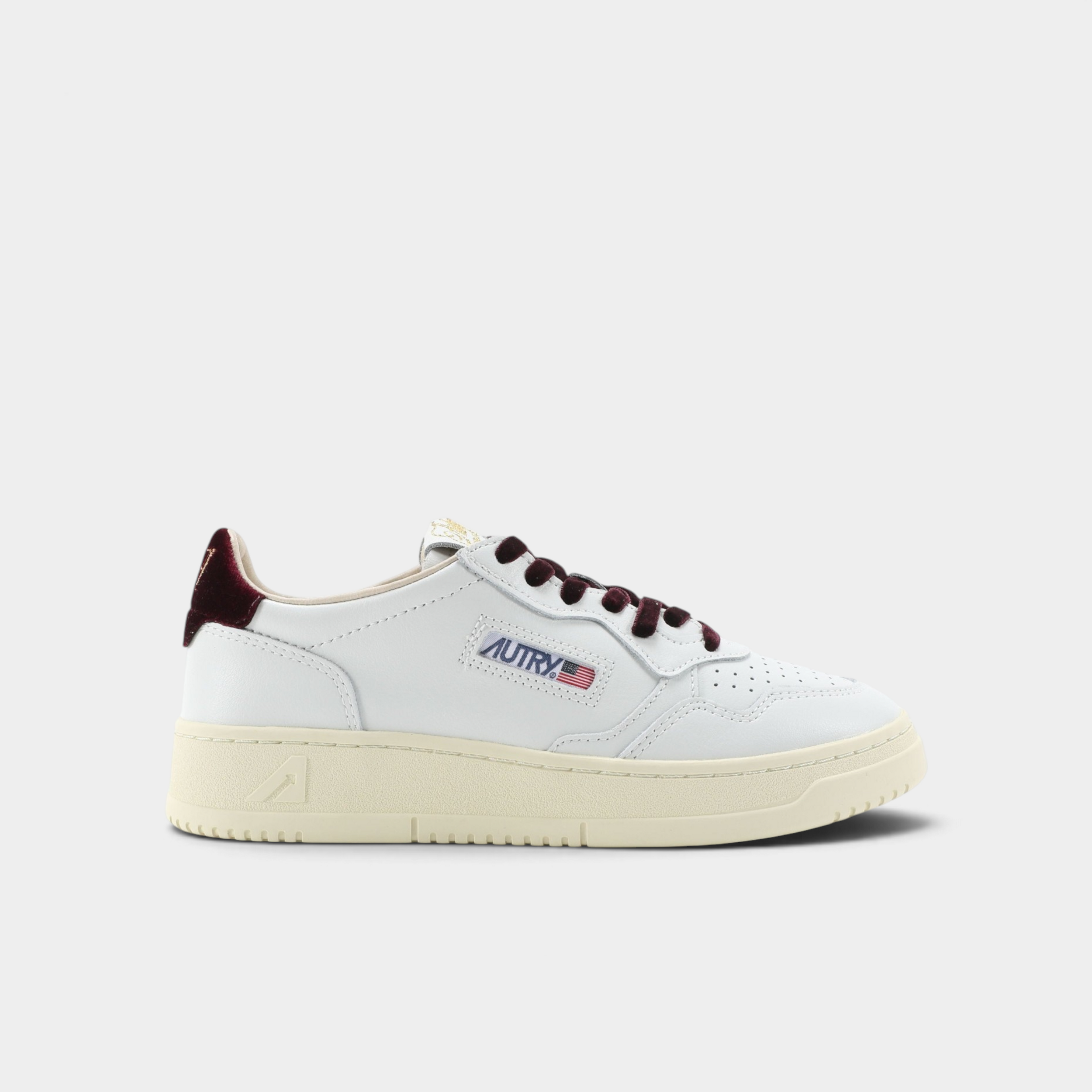 Autry Sneakers Medalist in pelle bianca e dettagli in velluto - Bordeaux