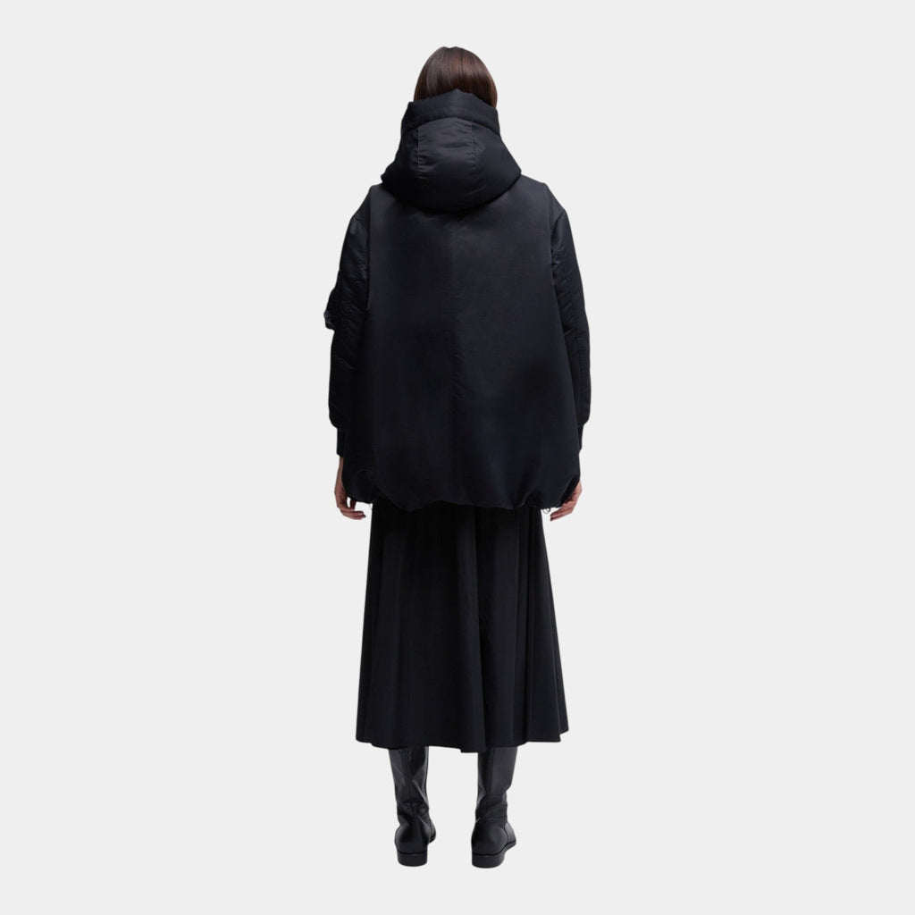 ASPESI Aspesi Bomber in raso con cappuccio - Nero - Hubert Humangoods