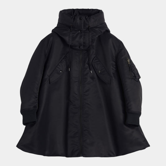 ASPESI Aspesi Bomber in raso con cappuccio - Nero - Hubert Humangoods