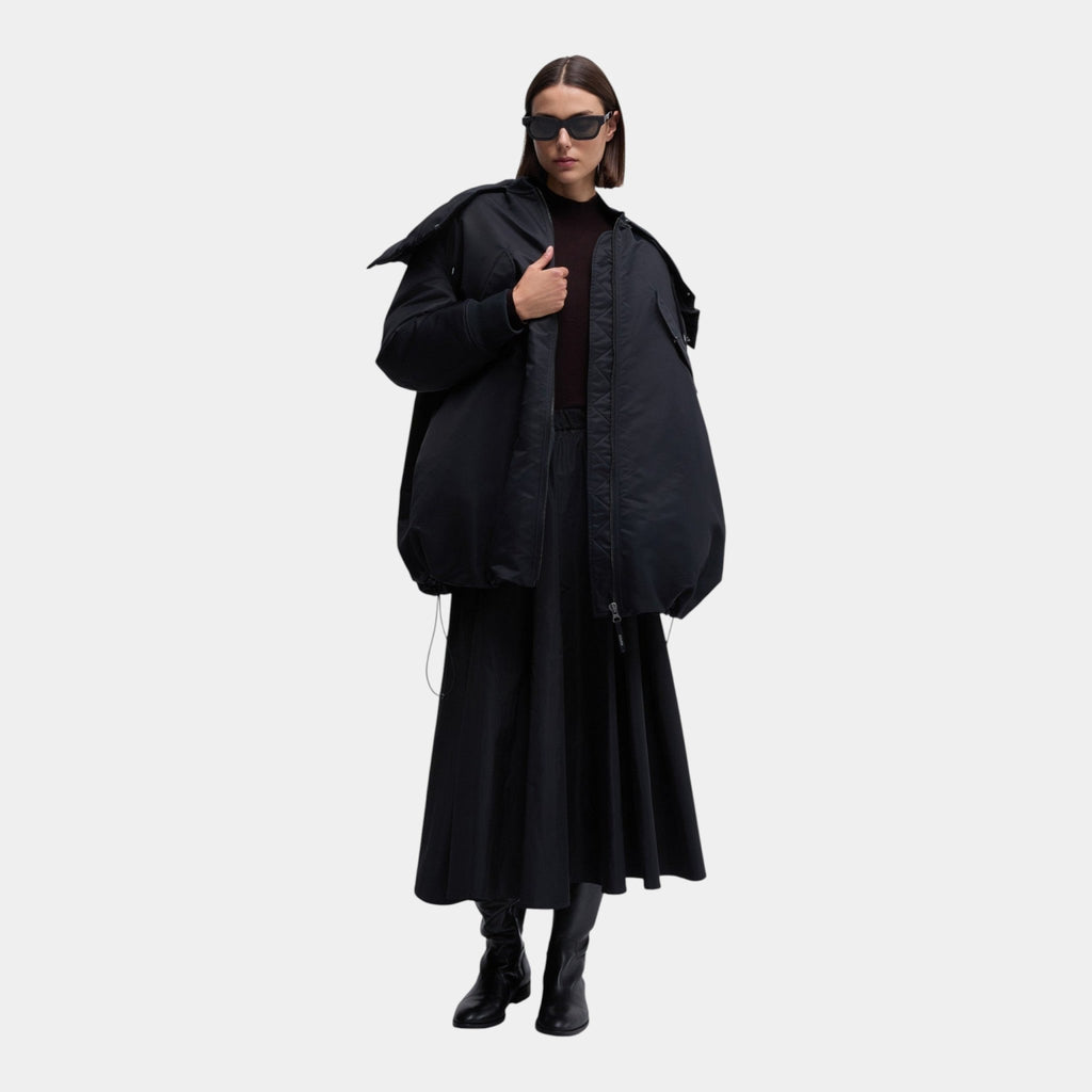 ASPESI Aspesi Bomber in raso con cappuccio - Nero - Hubert Humangoods