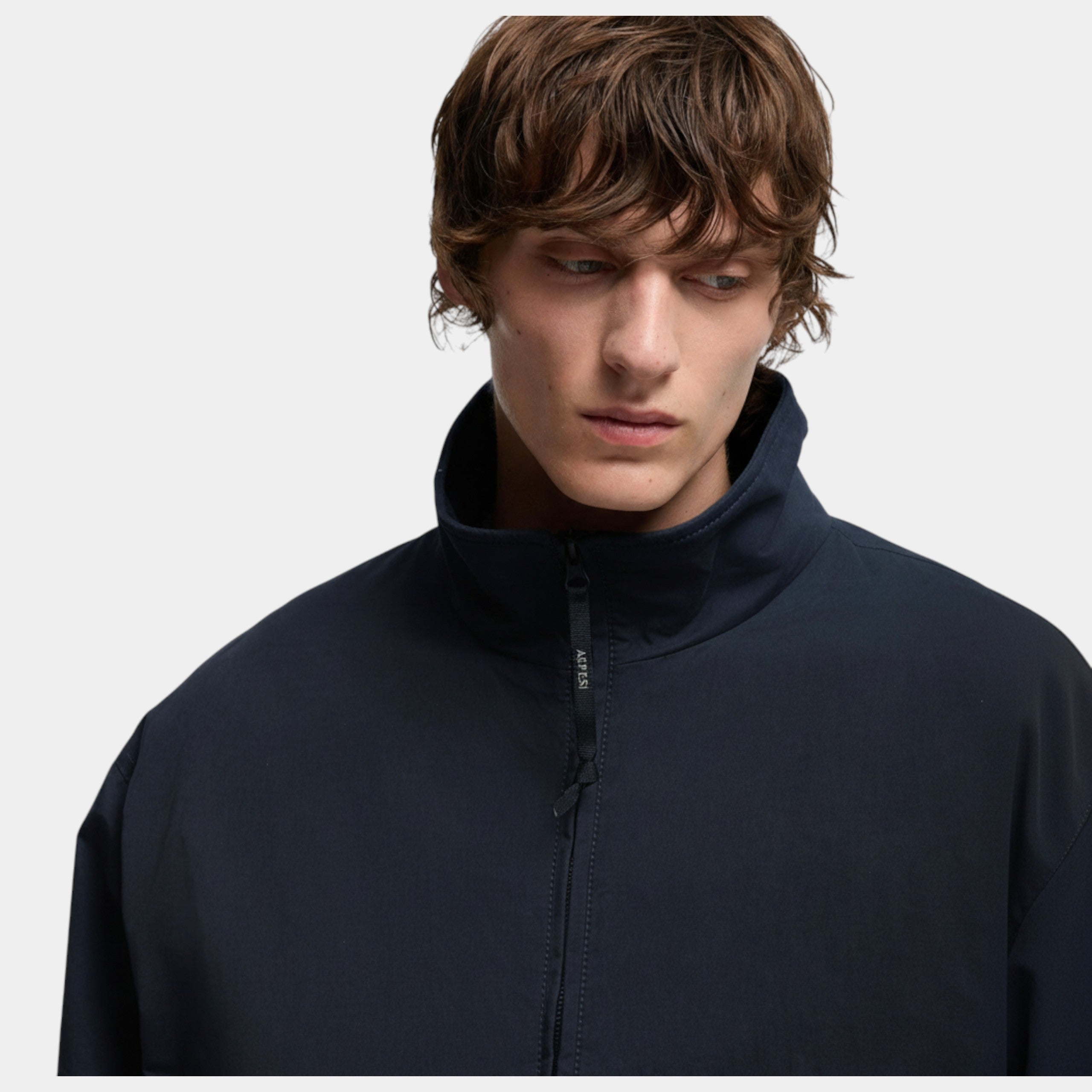 ASPESI - Aspesi Bomber in tela drywax - Blu scuro/3 - Hubert Humangoods
