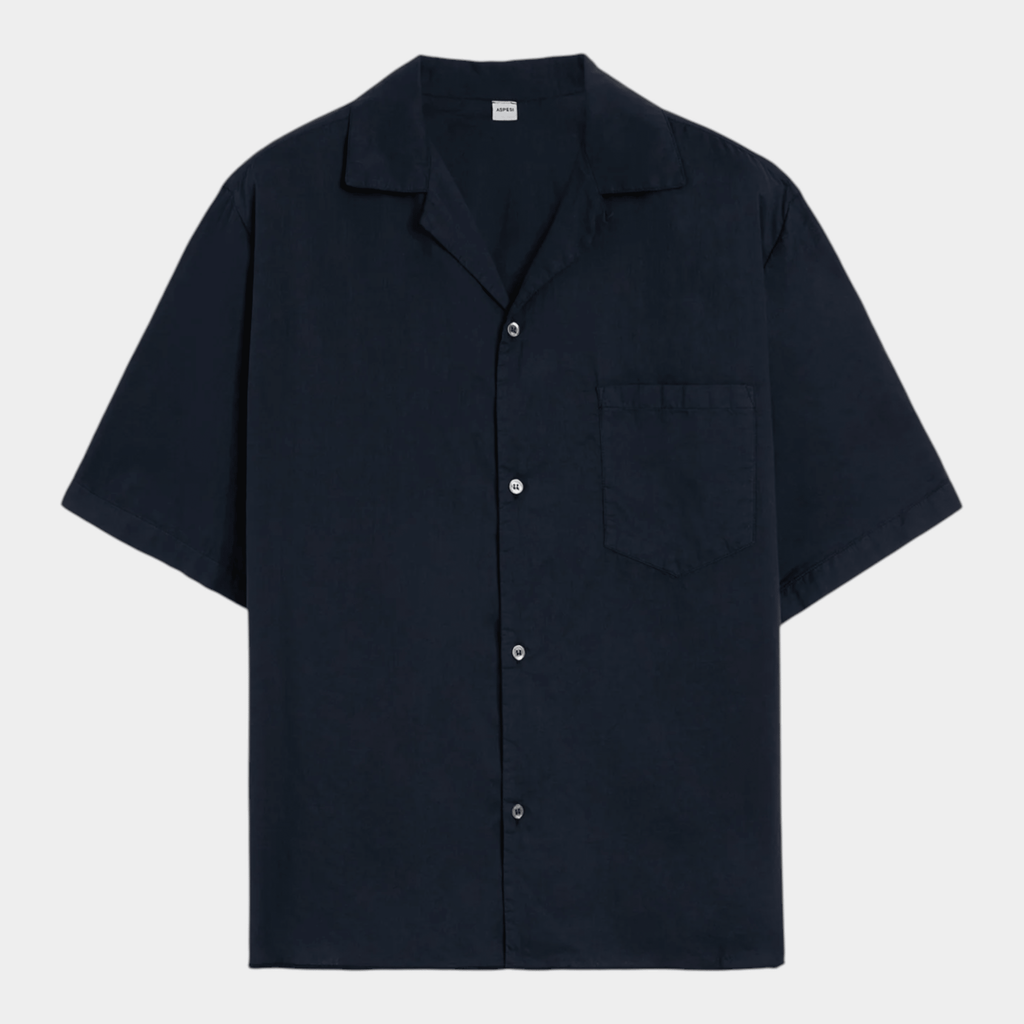ASPESI - Aspesi Camicia bowling in voile di cotone - Blu/1 - Hubert Humangoods