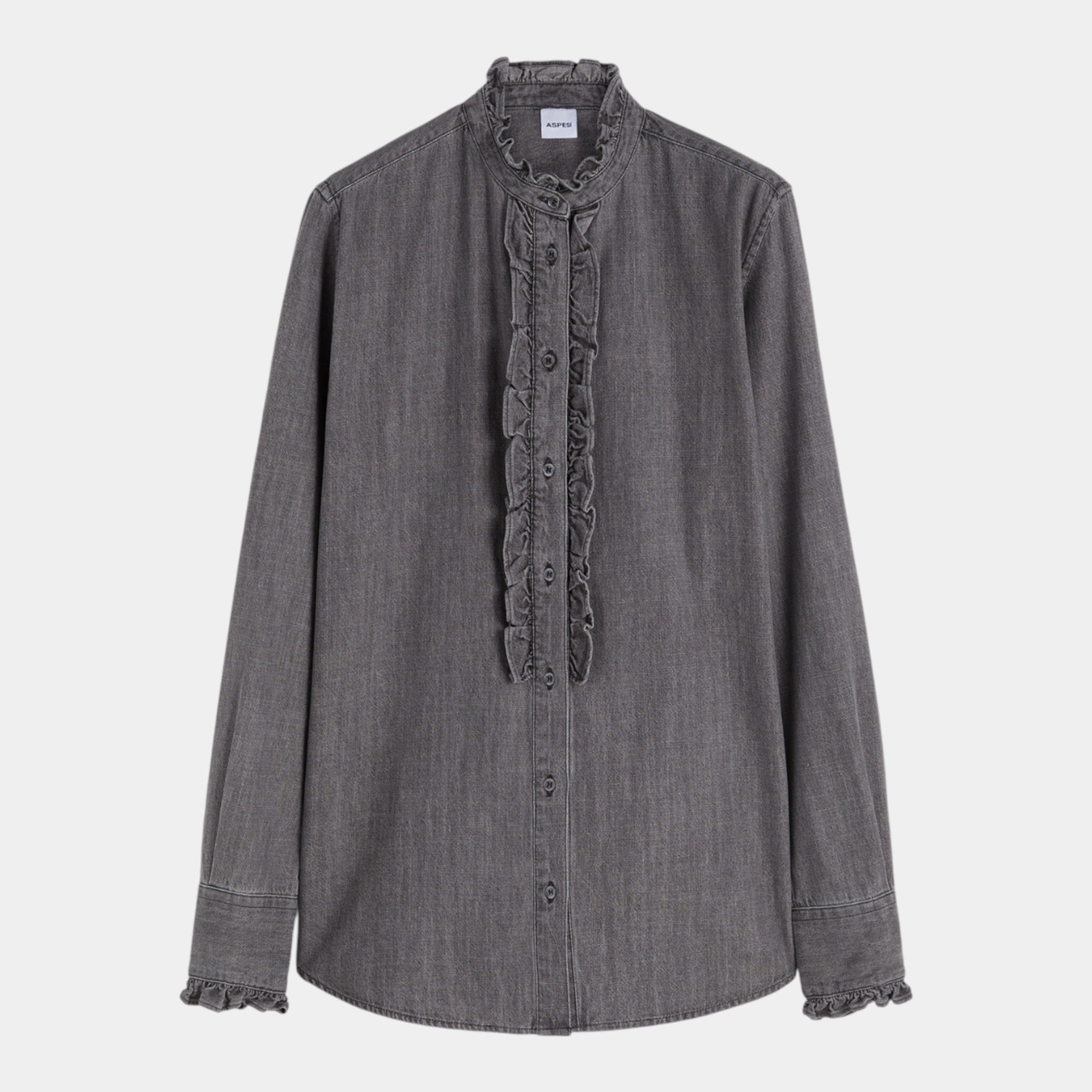 ASPESI - Aspesi Camicia in denim con rouches - Grigio/1 - Hubert Humangoods