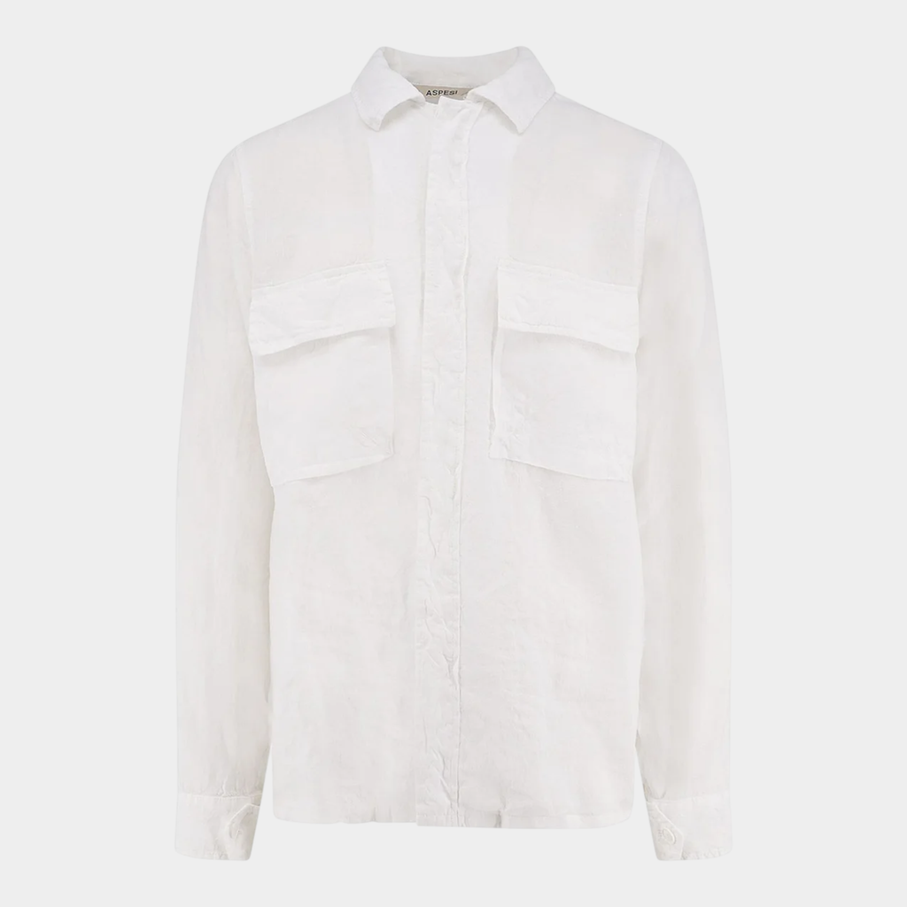 ASPESI - Aspesi Camicia in lino con tasconi Ri - Capa - Bianco/1 - Hubert Humangoods