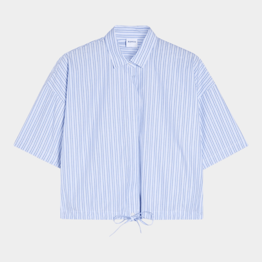 ASPESI - Aspesi Camicia in popeline di cotone a righe - Azzurro/1 - Hubert Humangoods