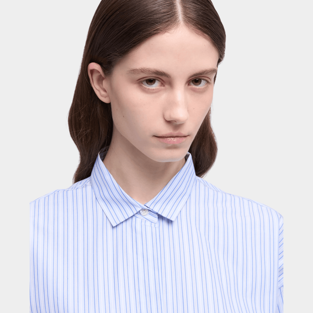 ASPESI - Aspesi Camicia in popeline di cotone a righe - Azzurro/4 - Hubert Humangoods