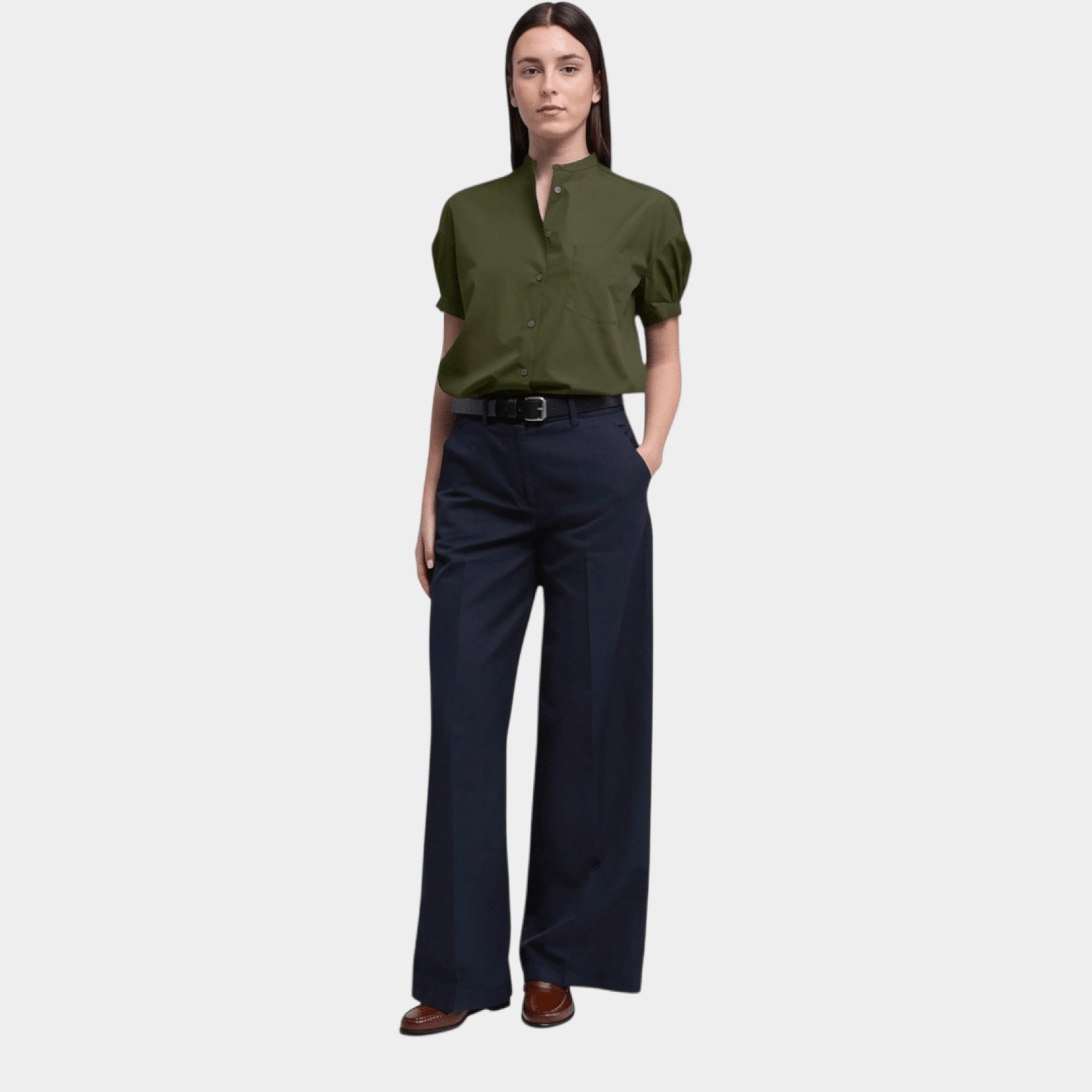 ASPESI - Aspesi Camicia manica corta in puro cotone - Verde militare/2 - Hubert Humangoods