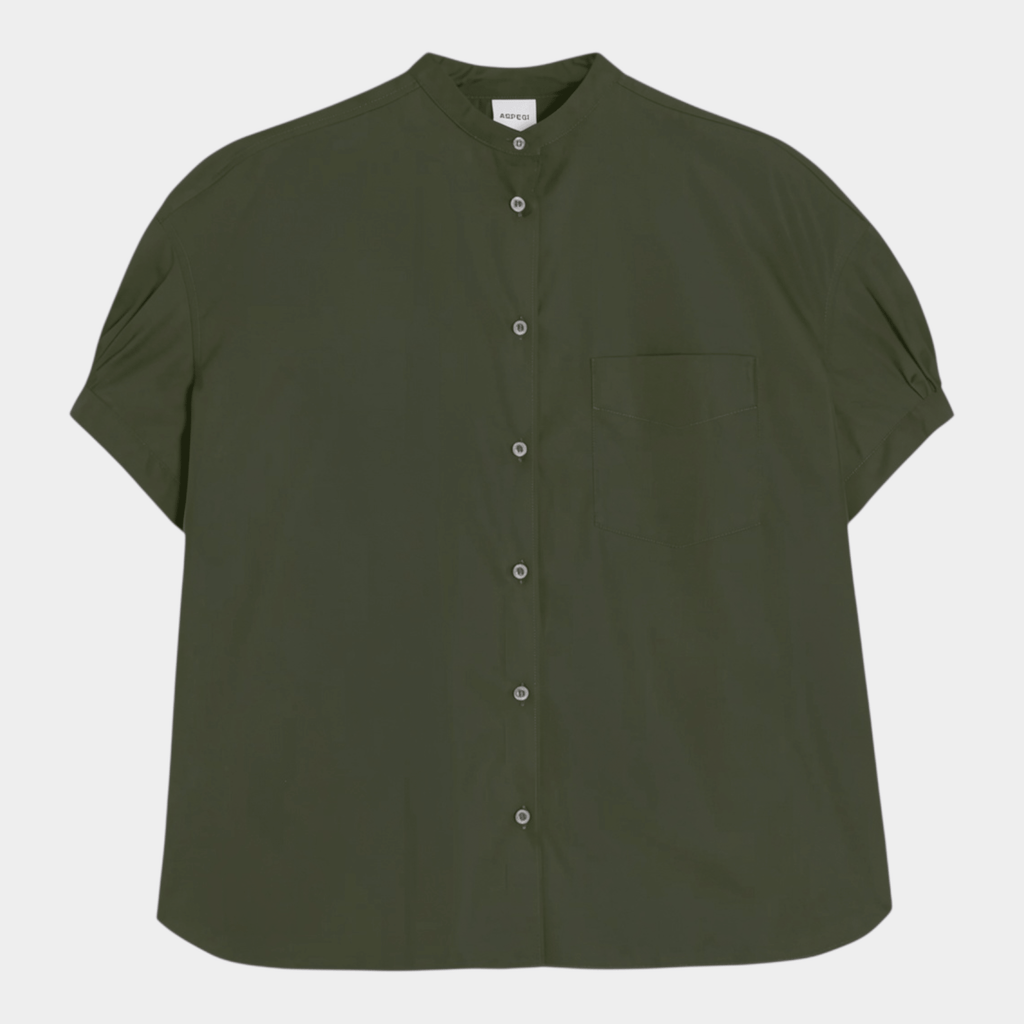ASPESI - Aspesi Camicia manica corta in puro cotone - Verde militare/1 - Hubert Humangoods