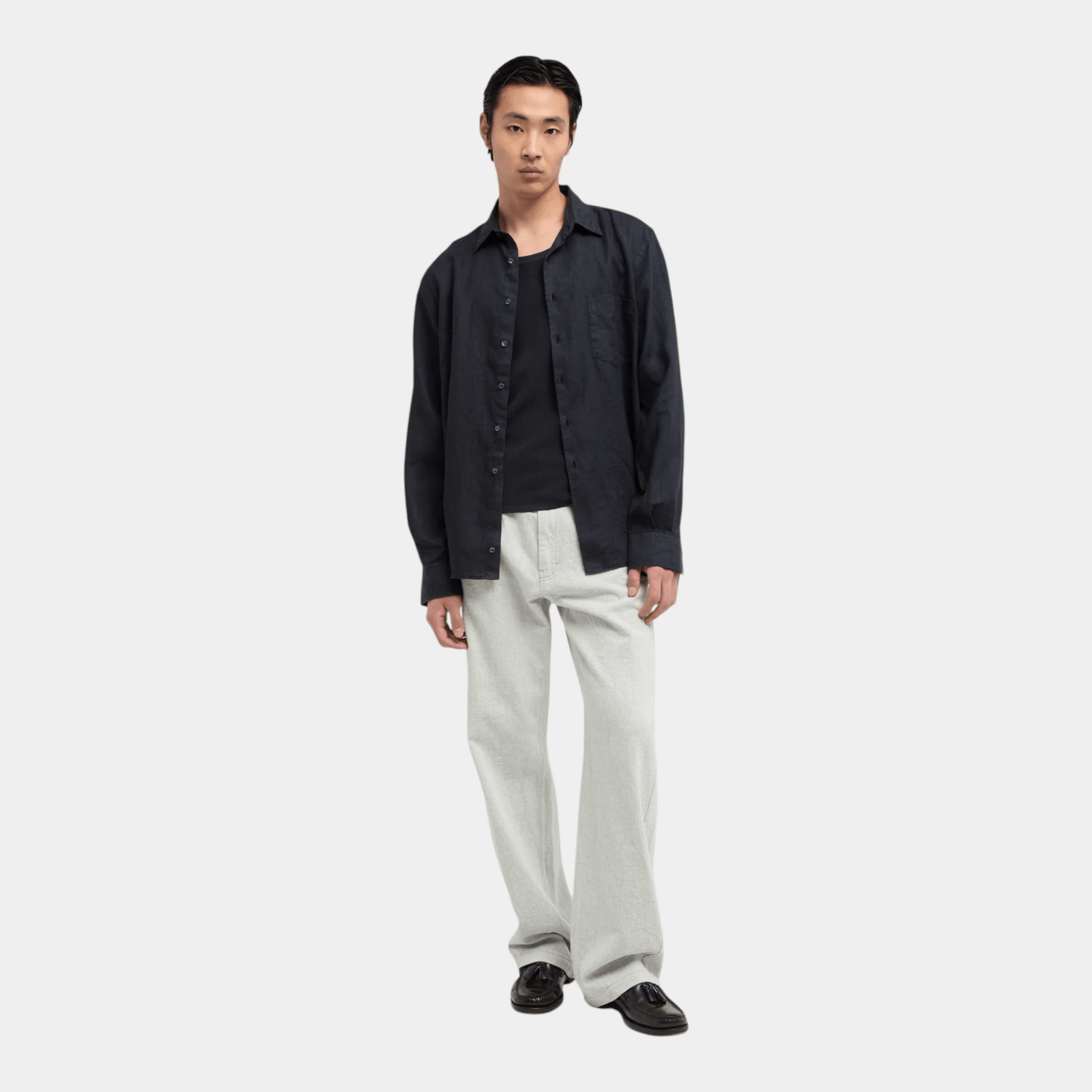 ASPESI - Aspesi Camicia Sedici in lino con taschino - BLu/2 - Hubert Humangoods