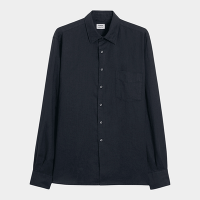 Aspesi Camicia Sedici in lino con taschino - BLu