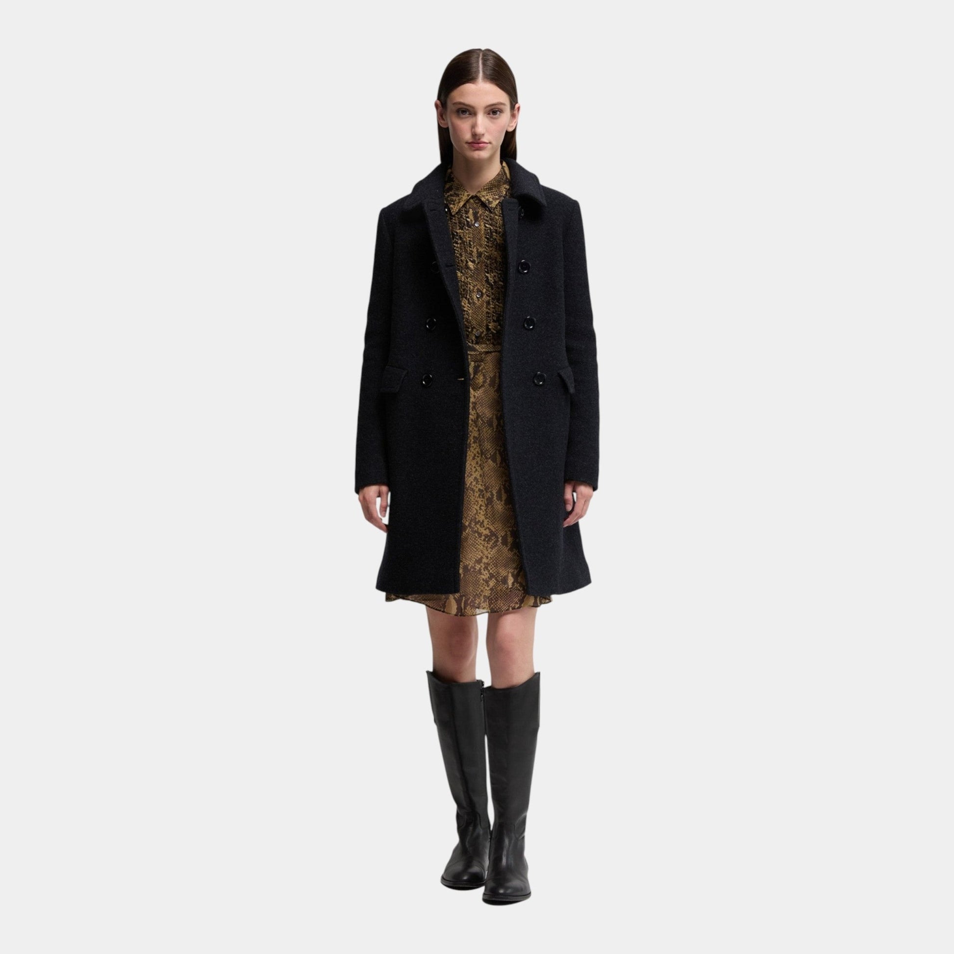 ASPESI Aspesi Cappotto doppiopetto in lana cotta - Blu - Hubert Humangoods