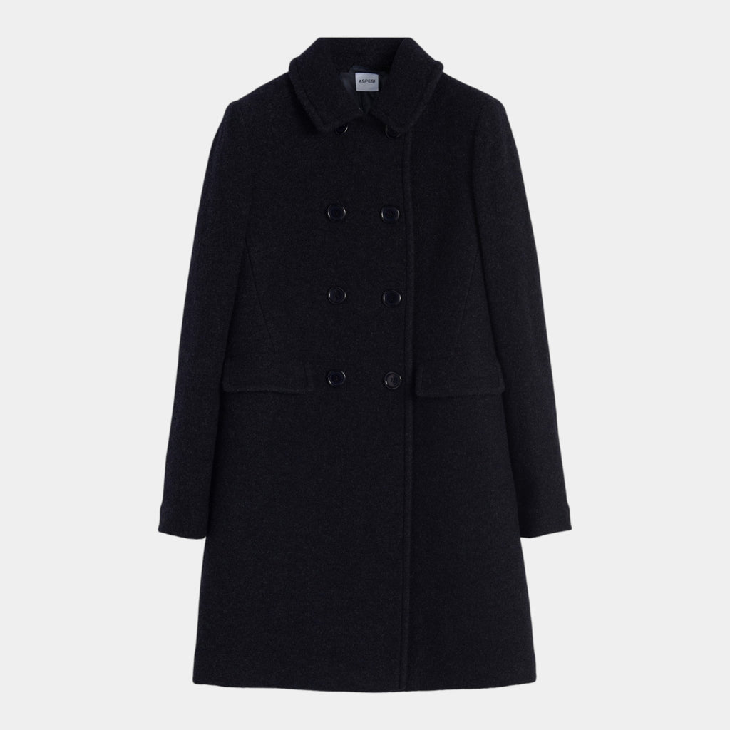 ASPESI Aspesi Cappotto doppiopetto in lana cotta - Blu - Hubert Humangoods