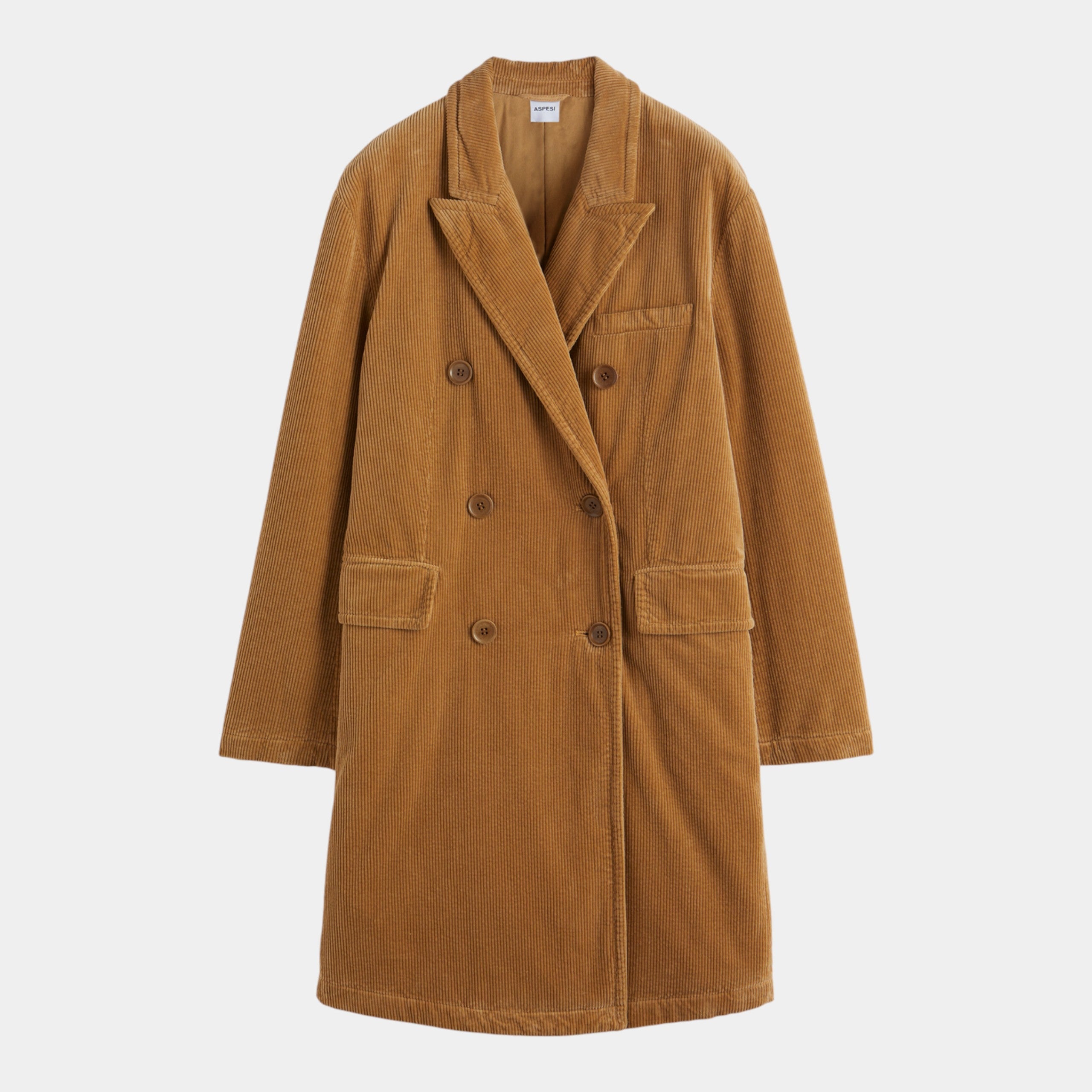 ASPESI - Aspesi Cappotto doppiopetto in velluto a coste - Cammello/1 - Hubert Humangoods