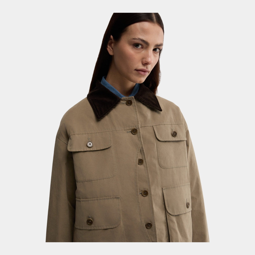 ASPESI Aspesi Giubbotto in tela con colletto in velluto - Tortora - Hubert Humangoods