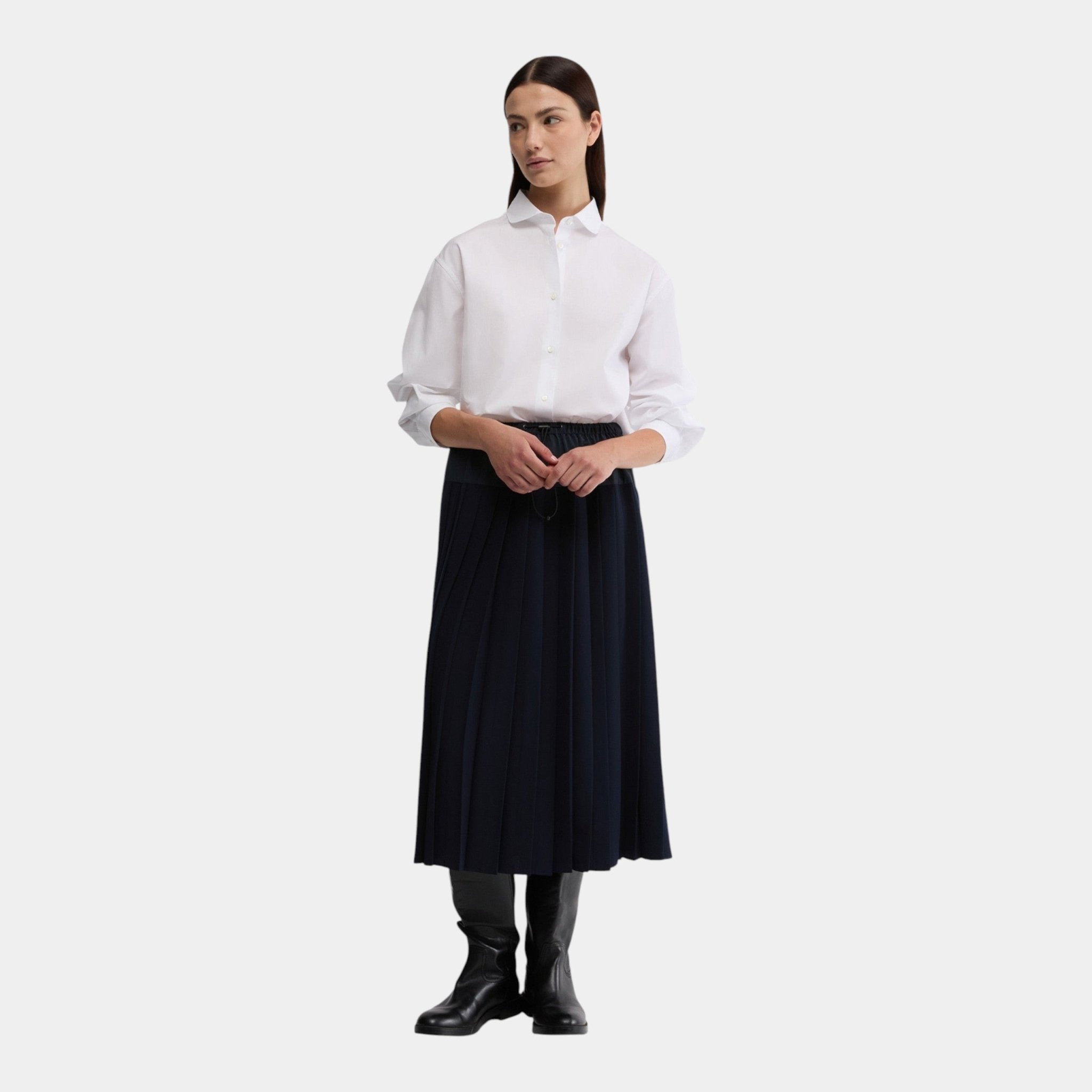 ASPESI Aspesi Gonna longuette in raso a pieghe - Blu - Hubert Humangoods