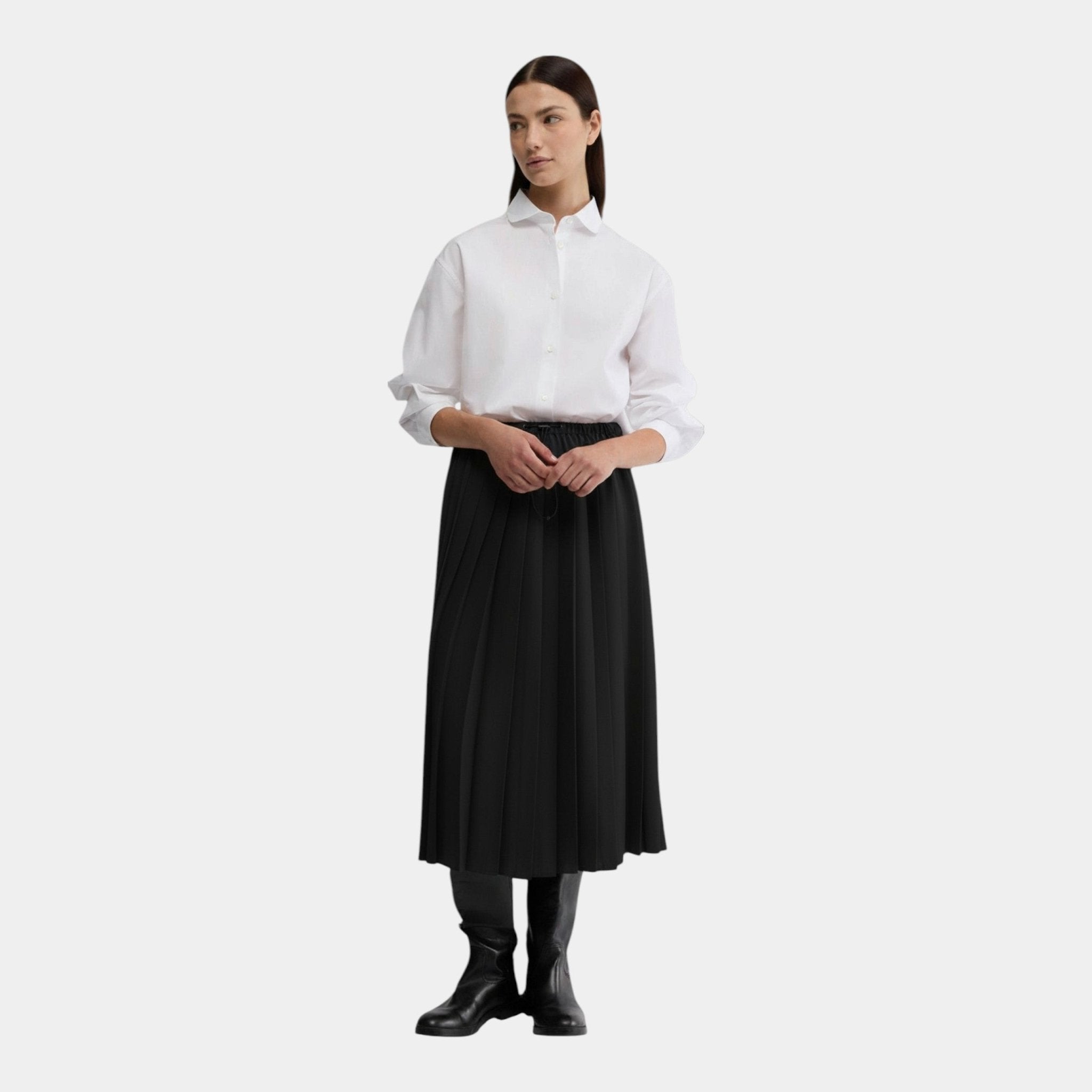 ASPESI Aspesi Gonna longuette in raso a pieghe - Nero - Hubert Humangoods